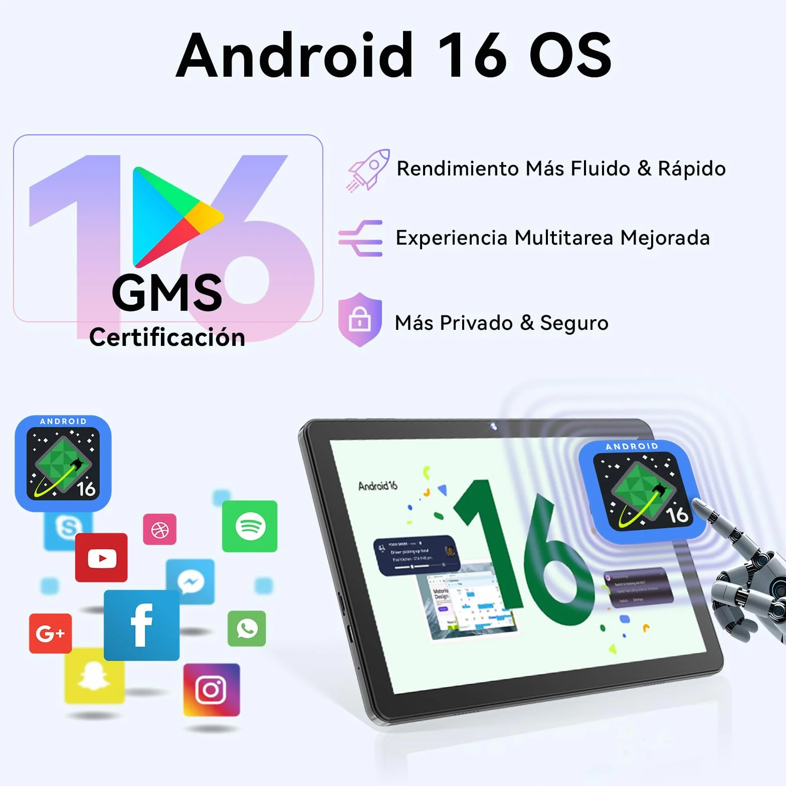 Android 16 Tablet 10 Pulgadas en Gemini AI, Tableta en Teclado, Ratón & Lápiz, Octa-Core, 24 GB RAM + 256 GB ROM + 1 TB TF, 1920x1200 Pantalla HD, Cámara Doble 8MP + 13MP, 6000 mAh (Funda Negra)