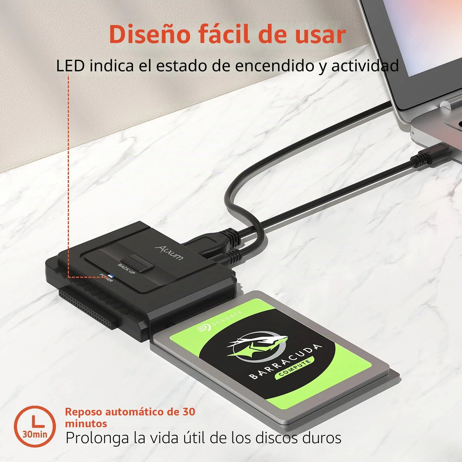 Alxum Adaptador de Disco Duro IDE SATA a USB C, Lector de Disco Duro IDE a USB para HDD de 2,5 / 3,5 Pulgadas y HDD / SSD SATA, con Fuente de alimentación de 12 V / 2 A y Cable USB-C