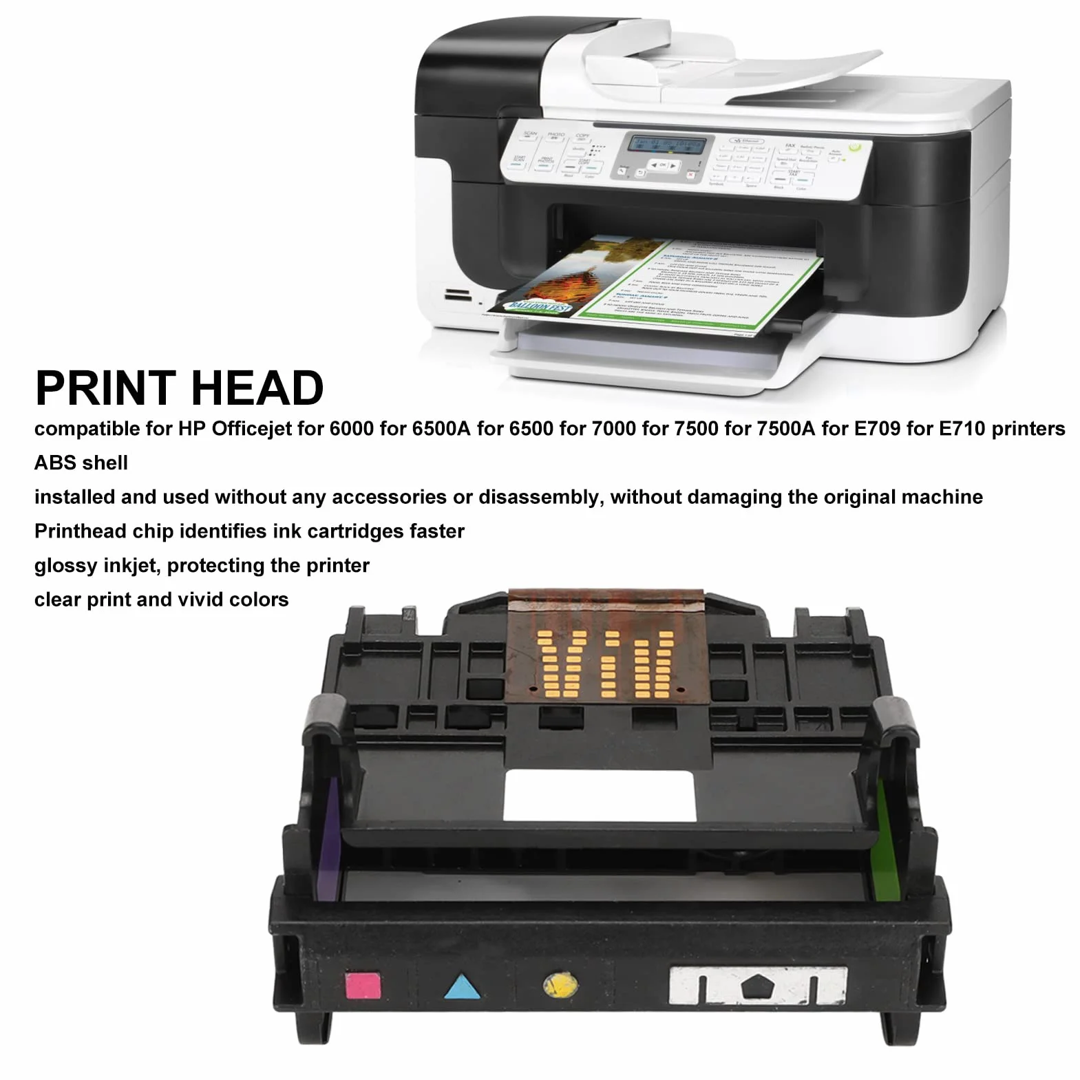 Cabezal de Impresión, Cabezal de Impresora de Repuesto, para Impresoras HP Officejet 6000 6500a 6500 7000 7500 7500a E709 E710