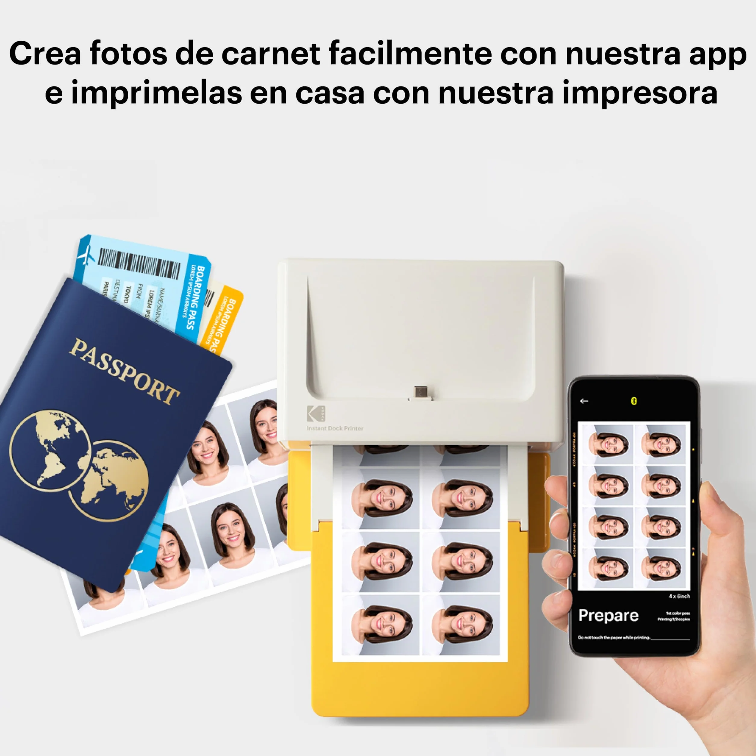 KODAK Dock Plus Impresora Fotográfica 10 x 15 cm, 50 Hojas, Impresora para Smartphone con Base Dock & Bluetooth para iPhone & Android, Impresión en Color Instantánea, Sublimación 4PASS