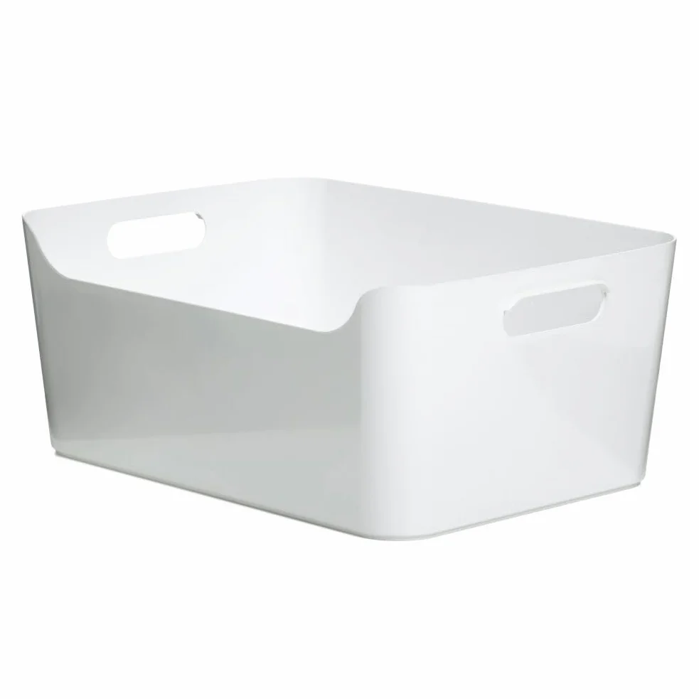 Tatay Cesta Almacenaje Plastico 10 L Basic | Caja Organizadora | Asas Integradas | Diseño Minimalista | Plástico Resistente Libre BPA | 34,5x25x14,5 cm, Blanco