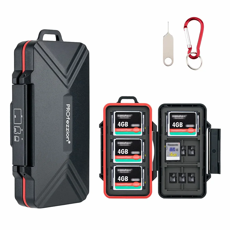 PROfezzion 36 Ranuras Estuche Funda Tarjetas de Memoria Resistente al Agua para Tarjeta CF, Cfast, CompactFlash, SD, SDHC, SDXC, Micro SD, microSD, microSDHC, microSDXC, TF