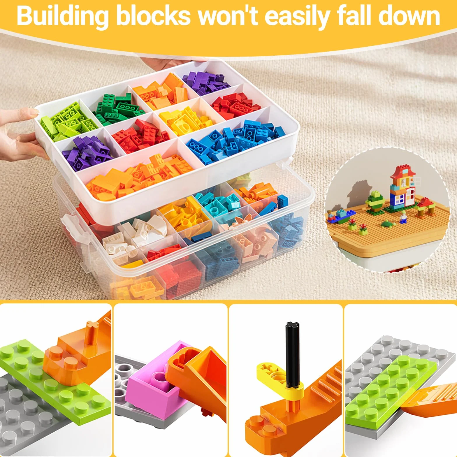 Cajas Almacenaje Lego Organizador Juguetes Apilables Transparente Cubos Compartimentos Grande