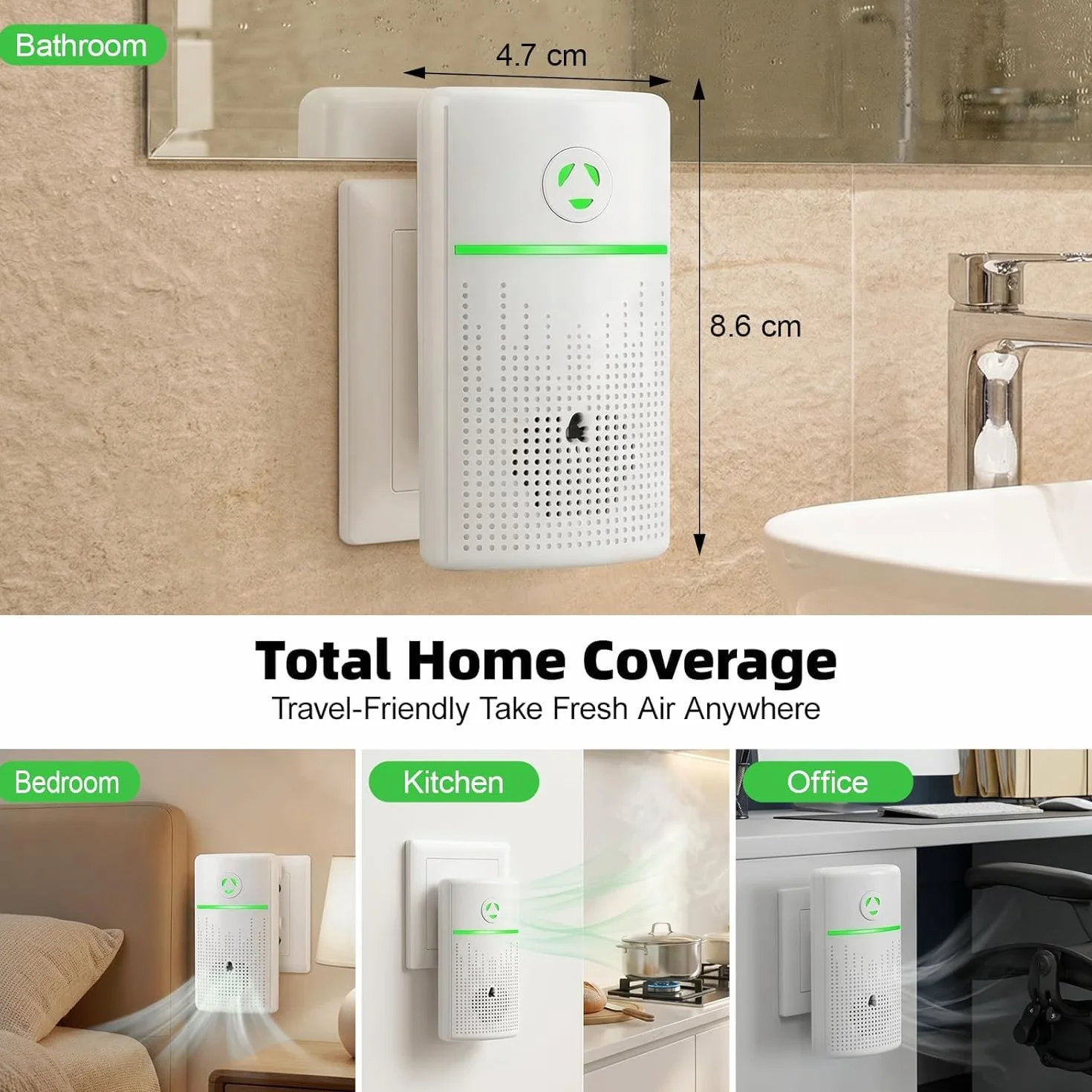 Purificador de aire ionizador mini para hogar, dormitorio, oficina y cocina