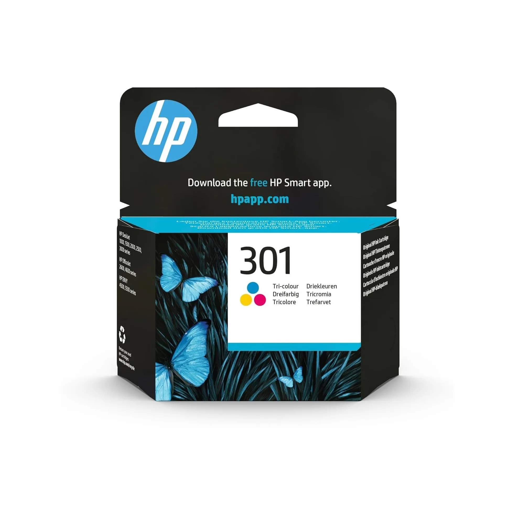 HP 301 CH562EE, Tricolor, Cartucho de Tinta Original, compatible con impresoras de inyección de tinta HP DeskJet 1050, 2540, 3050; OfficeJet 2620, 4630; ENVY 4500, 5530