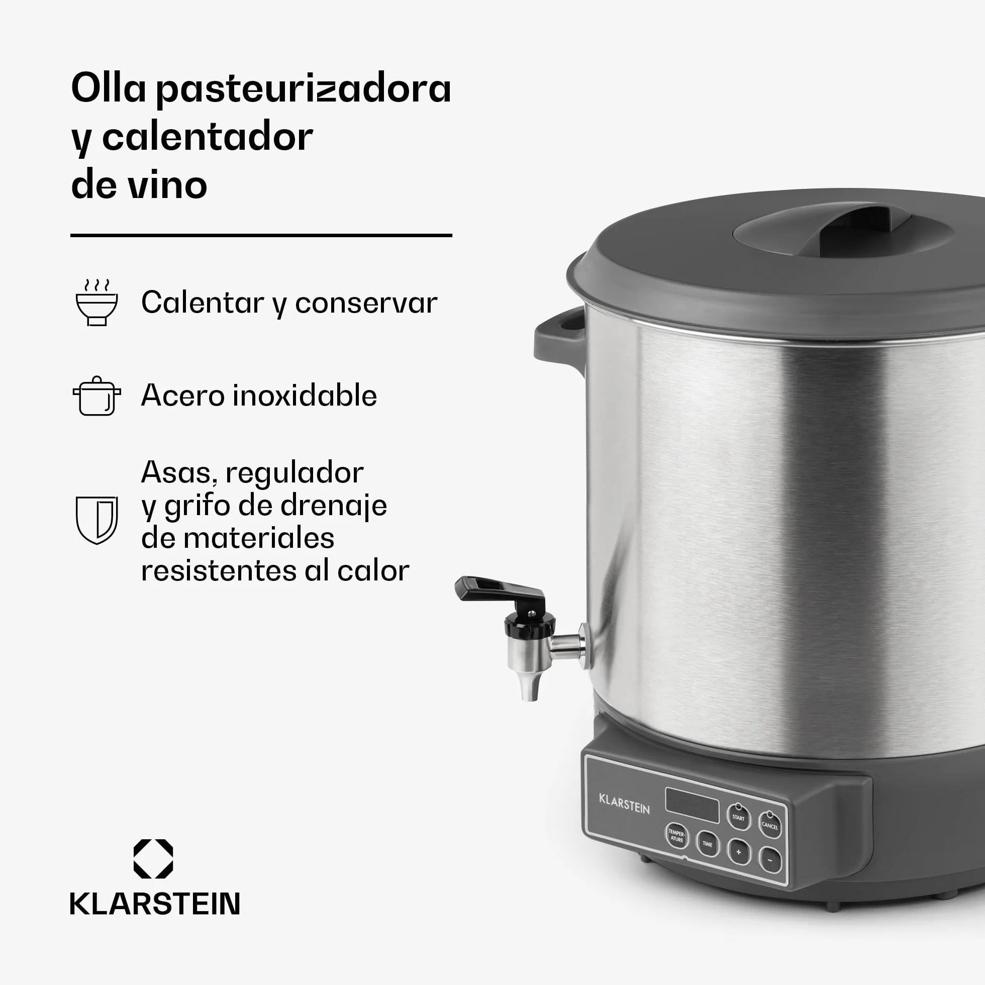 Klarstein Lady Marmalade olla para hacer mermeladas 27 litros 1800 W 30-100 °C acero inoxidable