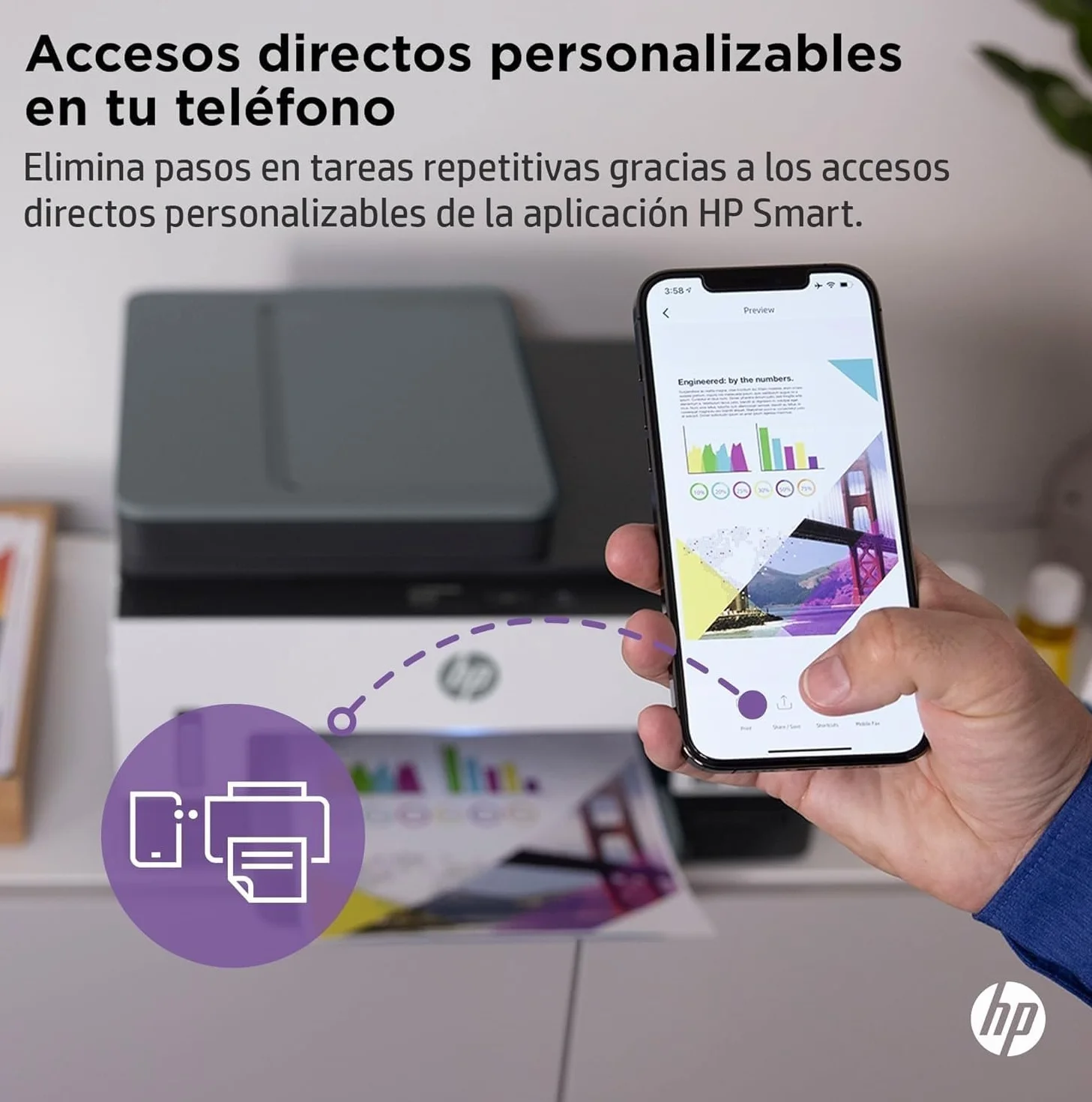 HP Smart Tank 7605 28C02A - Impresora A4 Multifunción con Deposito de Tinta Recargable, Impresión a Color, Escaner, Copiadora, Fax, Wi-Fi, Smart App, Blanco y Negro