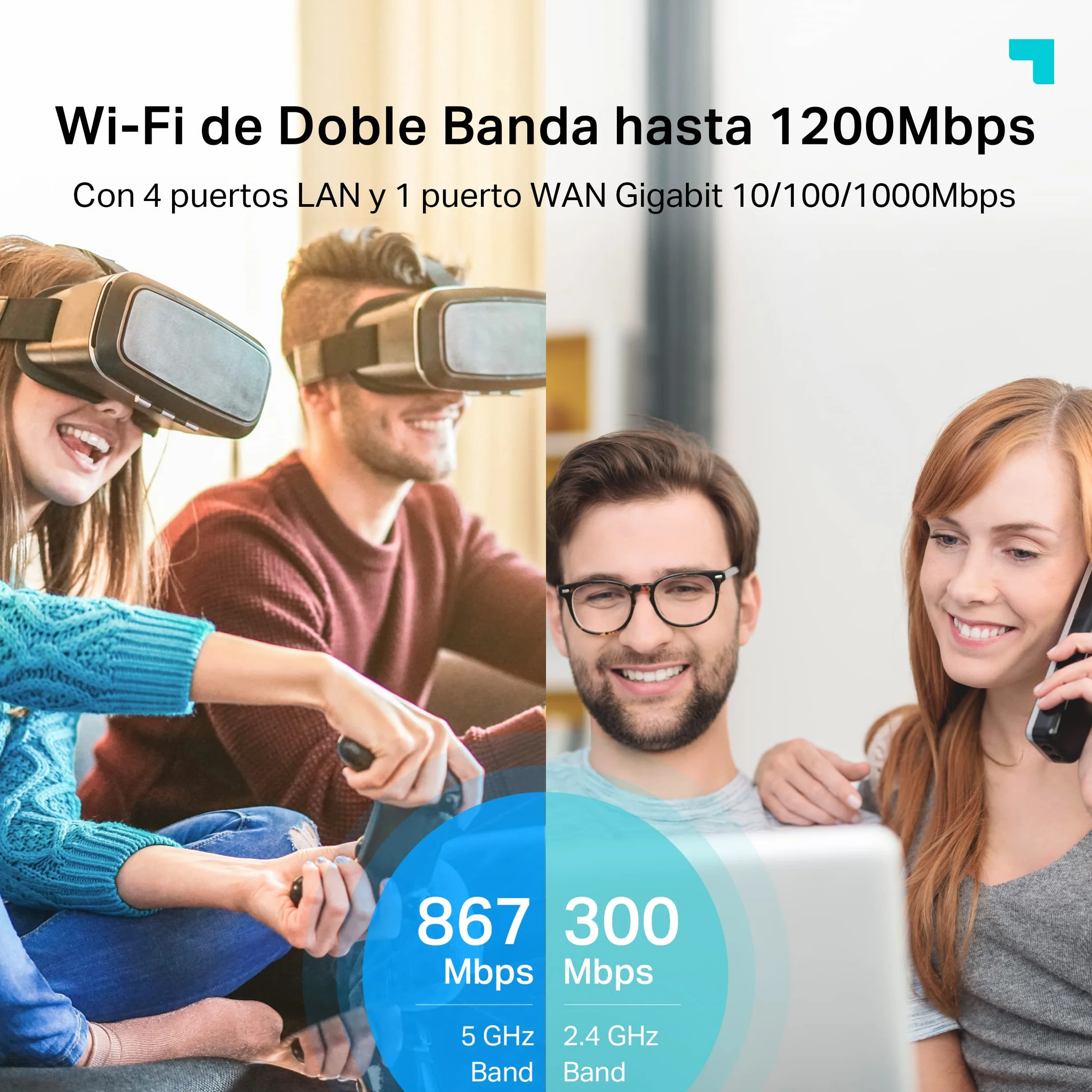 TP-Link Archer C6 - AC1200 Router WiFi, Doble Banda (5GHz/2.4GHz), 5xPuertos Gigabit, 4xAntenas Externas, MU-MIMO, WPA3, Modo Punto de Acceso, Tecnología OneMesh, Color Negro