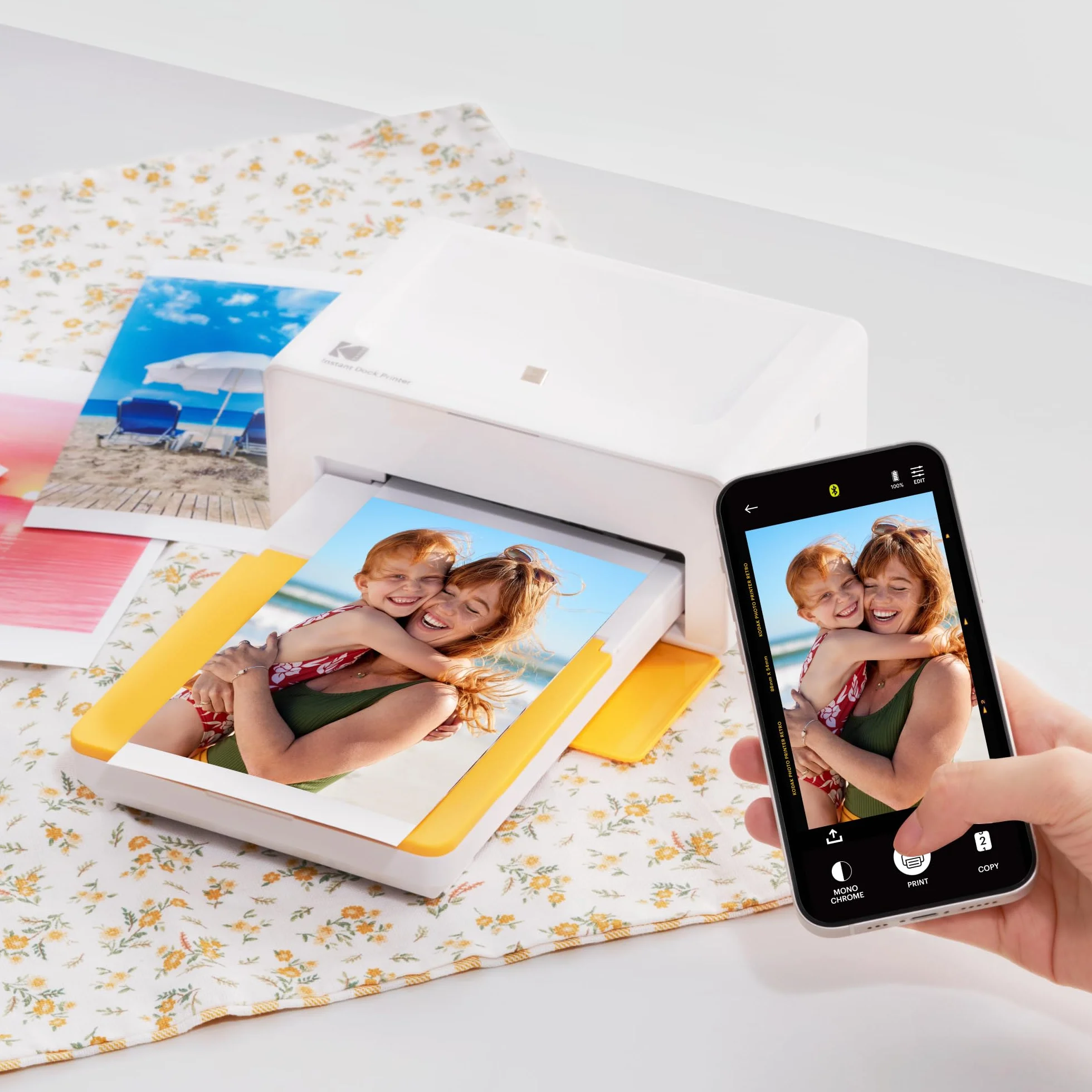 KODAK Dock Plus Impresora Fotográfica 10 x 15 cm, 50 Hojas, Impresora para Smartphone con Base Dock & Bluetooth para iPhone & Android, Impresión en Color Instantánea, Sublimación 4PASS