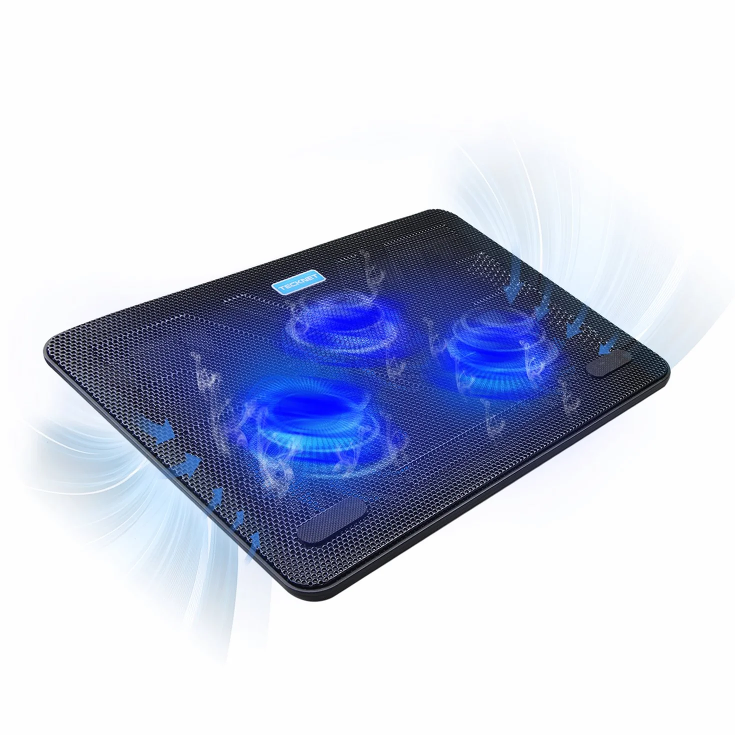 TeckNet Base Refrigeradora Portatil, Alimentado por USB, con 2 Puertos USB y Ventilador para Portátil, Incluye 3x118mm Ventiladores Silenciosos, Adecuado para Portátiles de 12-17 Pulgadas