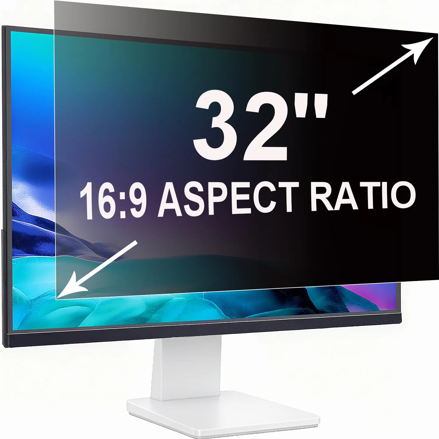 Pantalla de privacidad para monitor de computadora de 32 pulgadas 16:9 (70,8 x 39,8 cm), filtro de luz azul y protector de privacidad extraíble antirreflejos, película protectora de