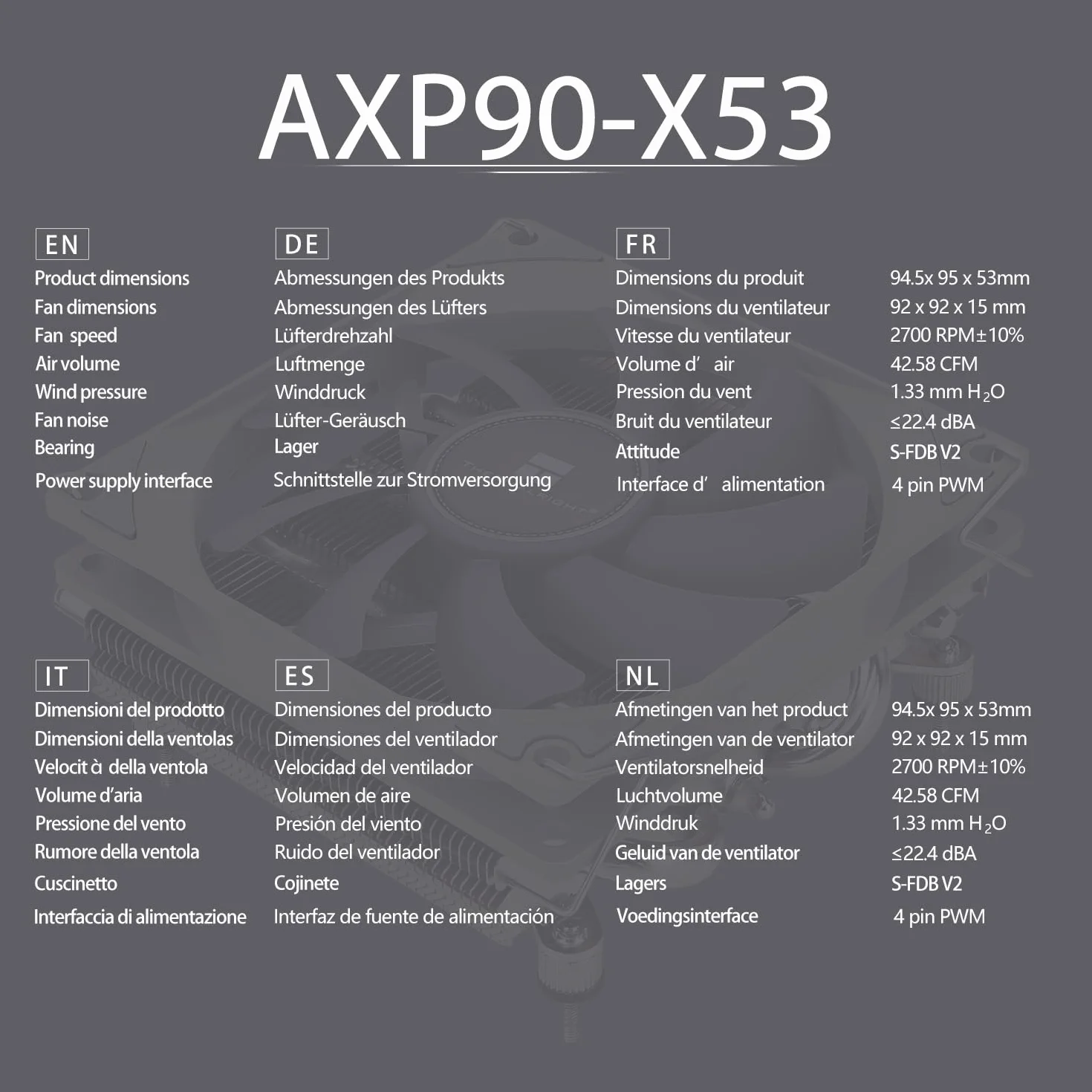 TR-Thermalright AXP90 X53 disipador de CPU - 4 tubos de calor, ventilador silencioso de 92 mm de bajo perfil, 2700 rpm, para AMD AM4/AM5, Intel LGA1851/1700/115x/1200, perfil bajo ITX PC