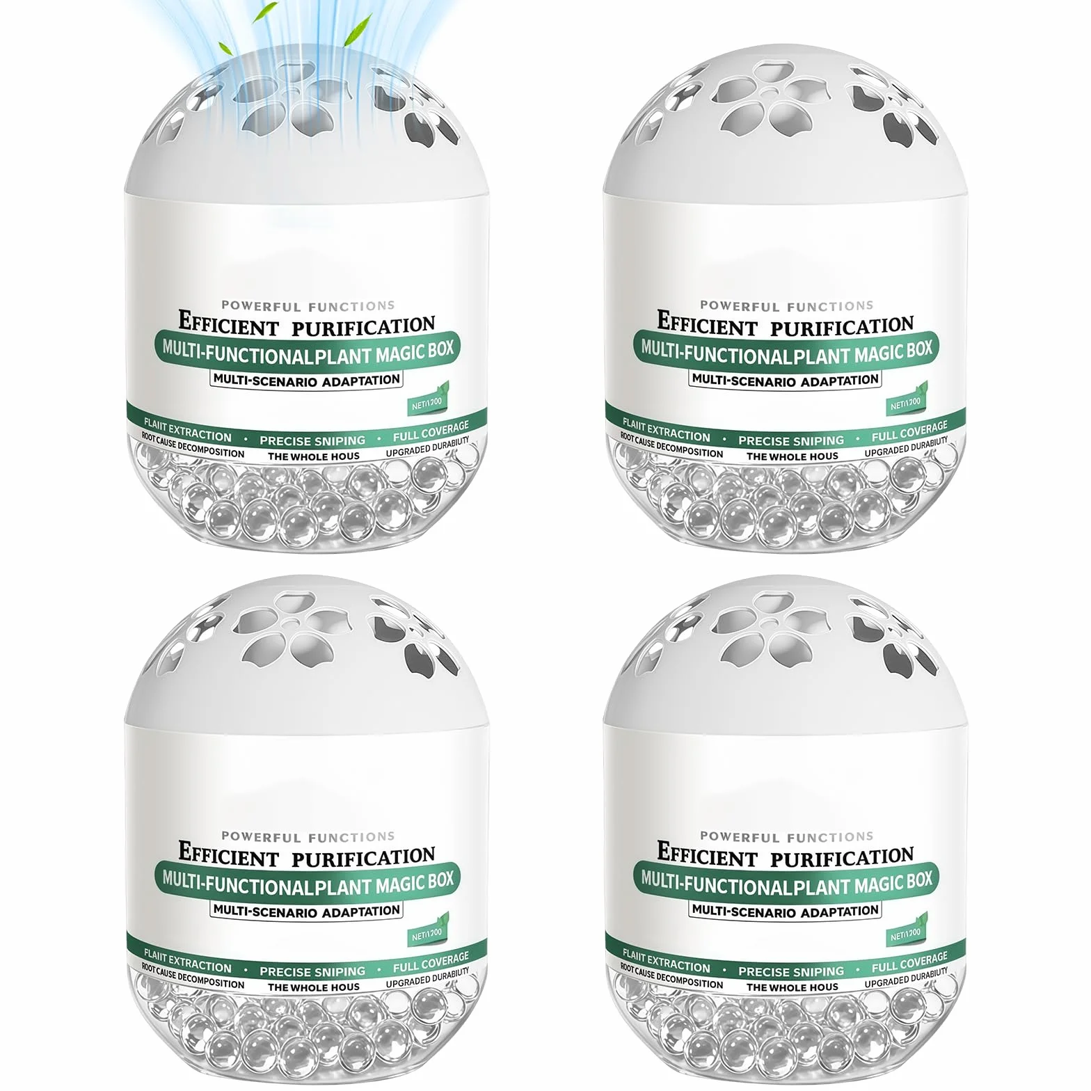 Paquete de 4 Caja Purificadora de Aire Multifuncional, Absorbente de Olores y Atrapapolvo para Interiores, Ambientador con Extractos de Plantas para Dormitorio, Salón, Coche