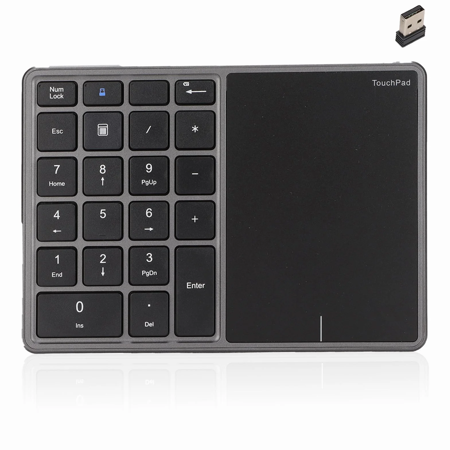 Teclado Numérico Inalámbrico con Panel Táctil, Teclado Numérico Bluetooth para Computadora Portátil, 22 Teclas Teclado Numérico Inalámbrico BT de Modo Dual, 2.4G 2 en 1 Teclado (Gris)