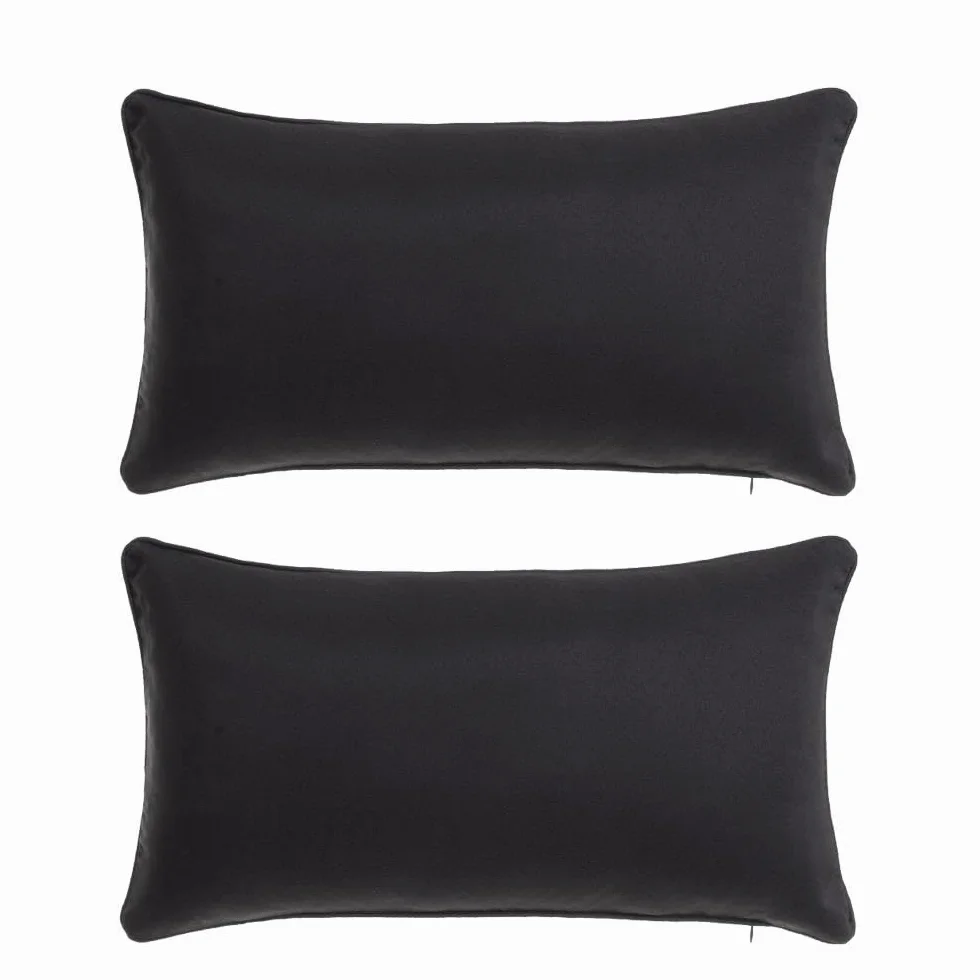 LOLAhome Cojines sofá 50x30 cm Set 2 Negro Loneta Cojín Decorativo Rectangular