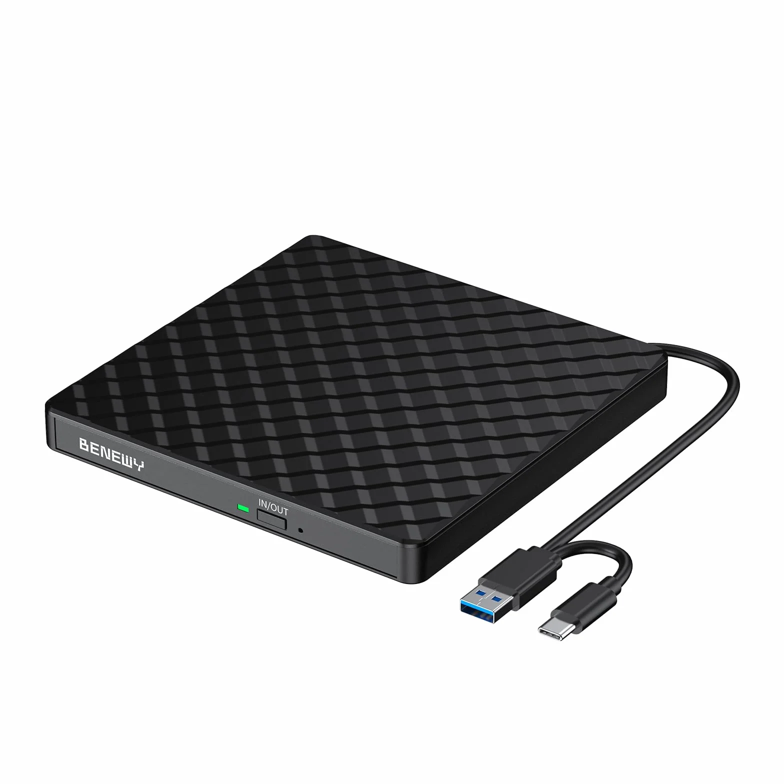 BENEWY Lector CD/DVD Externo, USB 3.0 Grabadora DVD Externa,Disquetera Externa USB C CD/DVD-RW Drive, Lector DVD Externo para Portatil,PC,Laptop,Windows 11/10/8.1/XP/Linux/MacOS,iMac,Macbook Negro