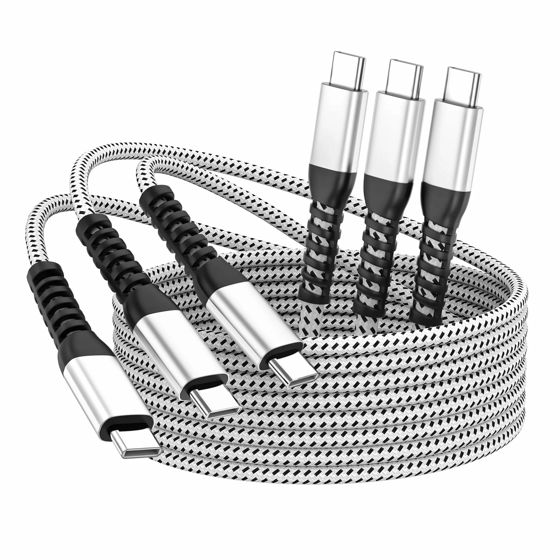 Cable USB C a USB C de 60 W (3 unidades de 6 pies), cable de carga rápida larga USB C de 60 W para iPhone 15 Por Max Plus/MacBook Air/Pro, iPad Pro 12.9/11/, Samsung Galaxy S23/22/21/20/Note