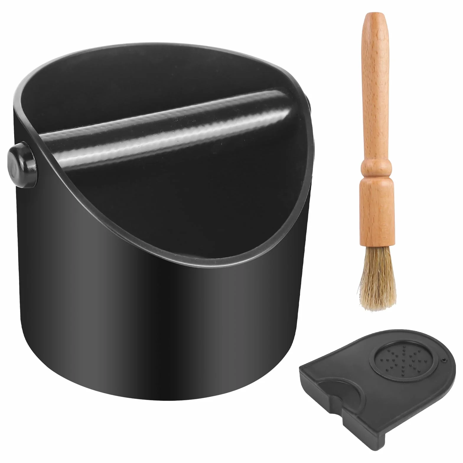 Depósito para portafiltros, para café molido, recipiente para café molido, recipiente para café expreso con silicona mate y cepillo de limpieza, accesorio para cocina, café