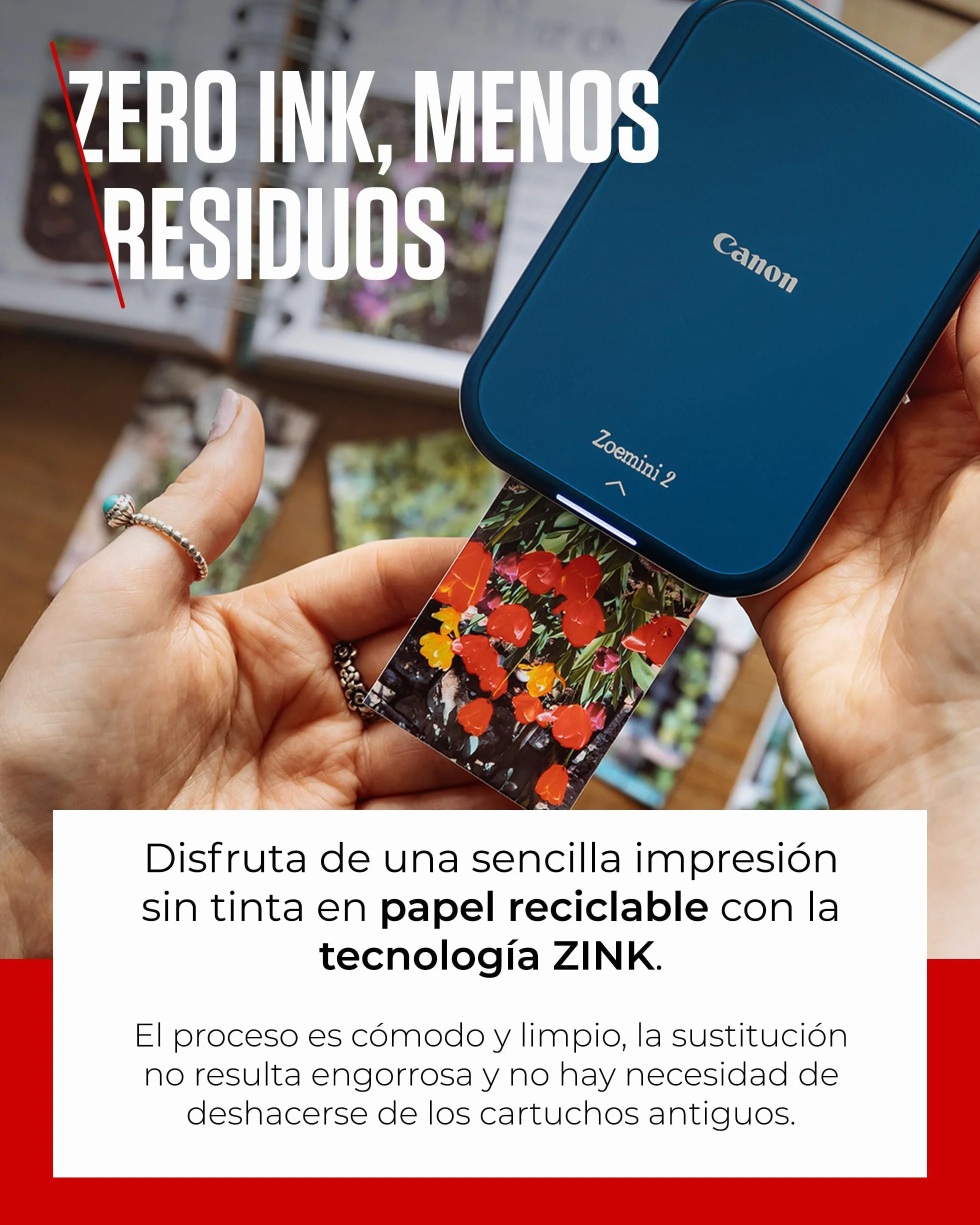 Canon Kit Zoemini 2 Impresora fotográfica + Papel fotográfico Zink 20 Piezas + Papel ZP-2030 (20 Hojas) + 10 Pegatinas Circulares (para Smartphone, USB C, Bluetooth, impresión móvil) Azul Marino
