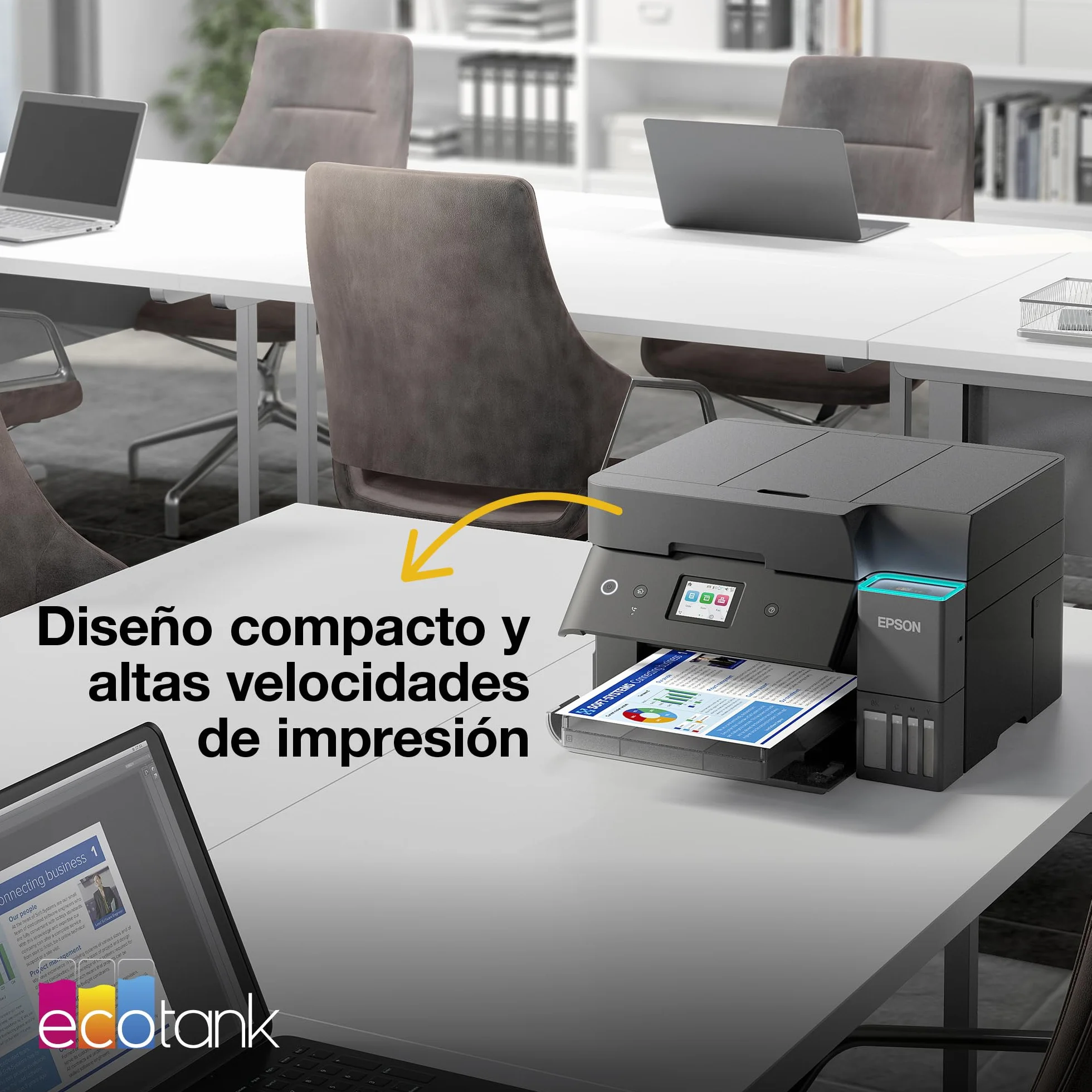 Epson EcoTank ET-4950 Impresora de Depósito de Tinta | Teletrabajo | Wi-Fi, Ethernet | A4 | Doble Cara | Imprime, Copia, Escanea, Fax | Pantalla Táctil 6,1cm | ADF | Tinta Incluida Para 3 Años