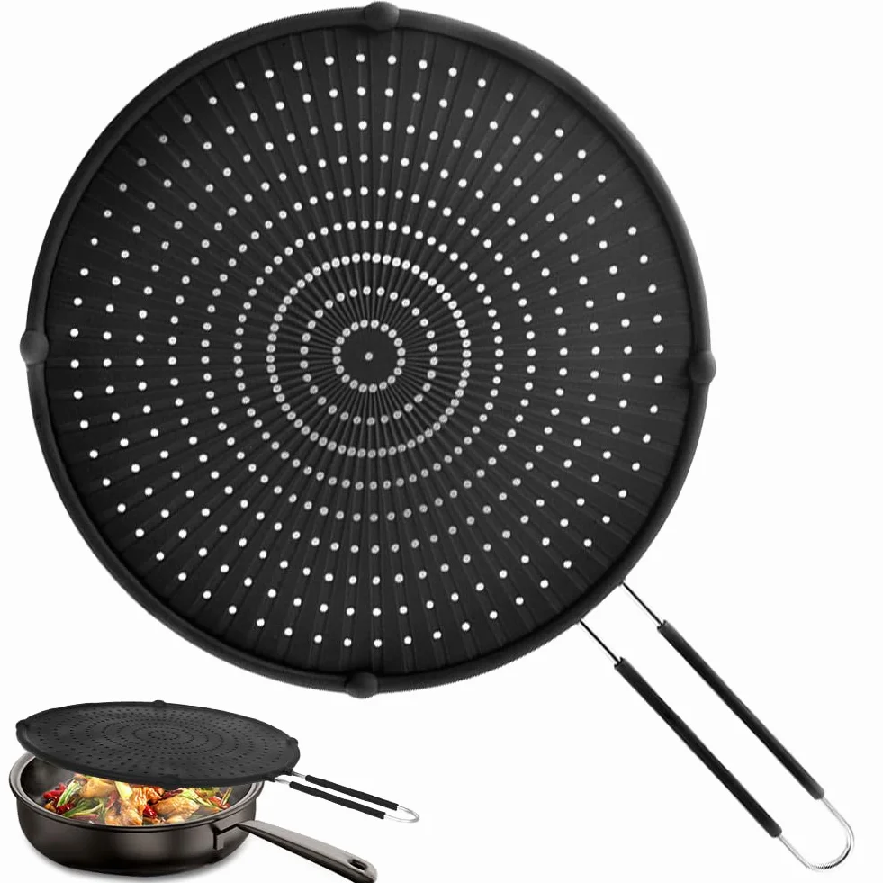 Paraschizzi in Silicone per Padella, Resistente al Calore, Lavabile in Lavastoviglie 16x12x0.5in