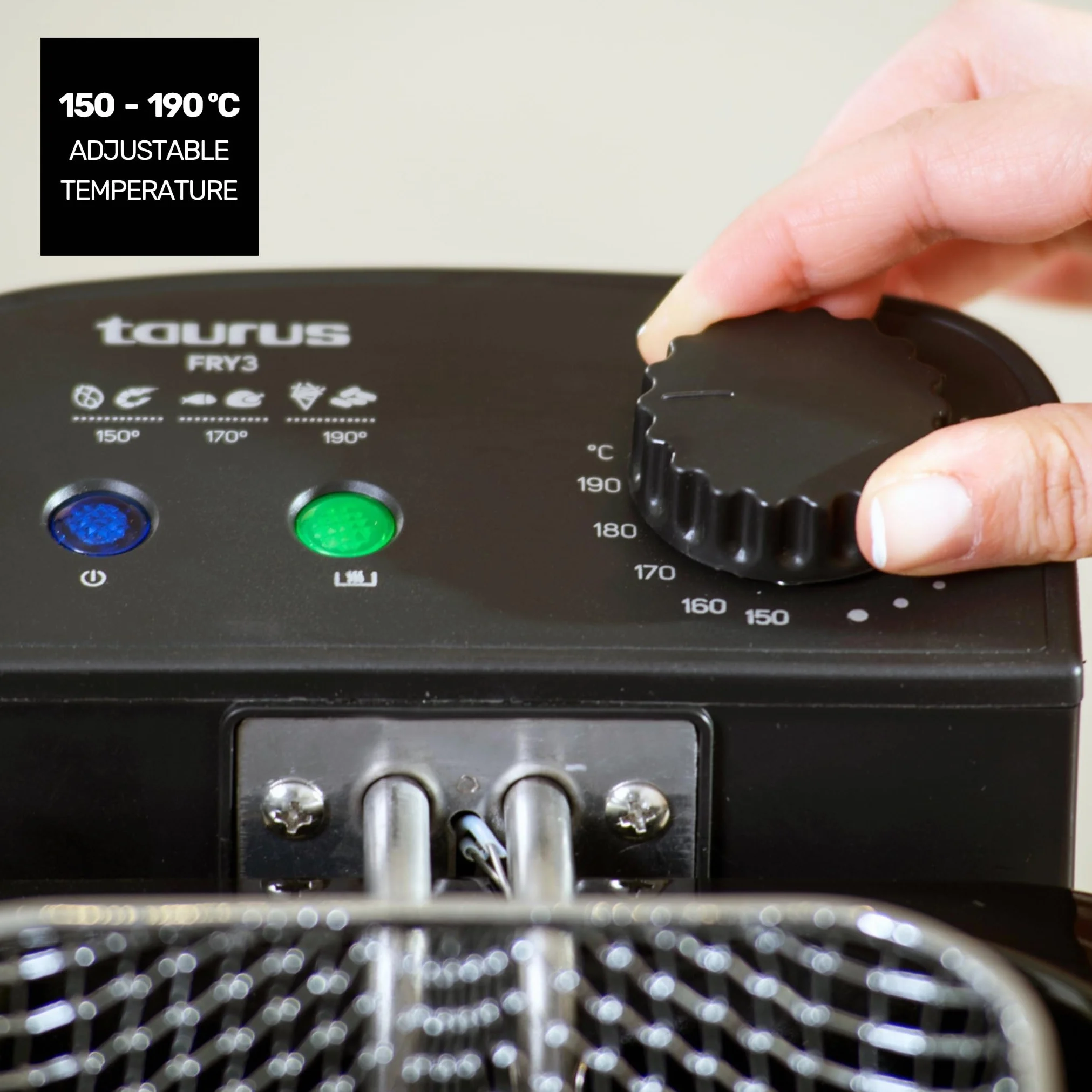 Taurus Fry3 Freidora de Aceite 2000 W 3 L Apta para Lavavajillas