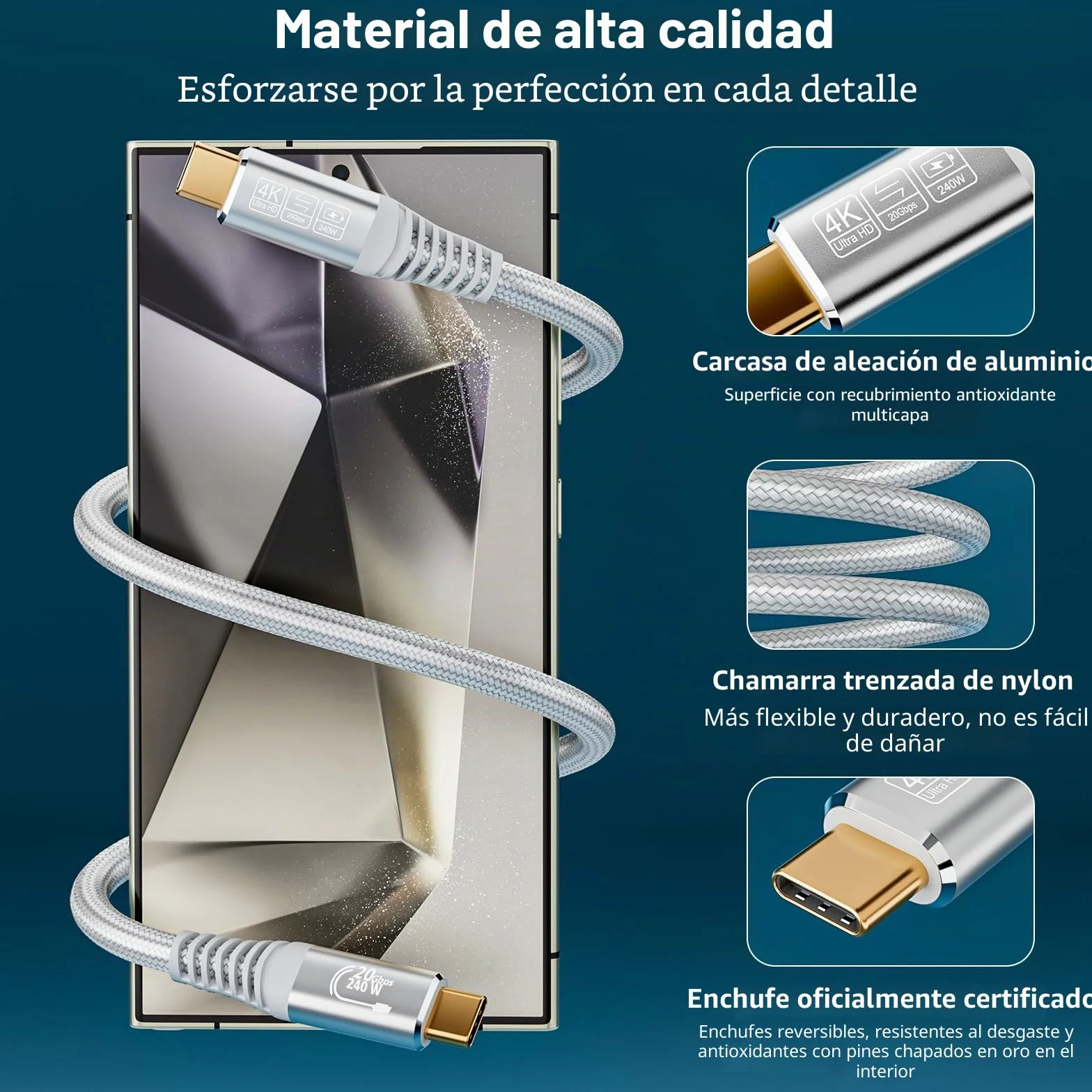 Cable USB C a USB C 20Gbps USB C3.2 Gen2 Cable de Datos,240W Cable de Carga Rápida, 5K60Hz 4K144Hz USBC Cable de Vídeo,Compatible con MacBook Pro,Hubs,SSDs,Monitores Blanco cable usb c 2m