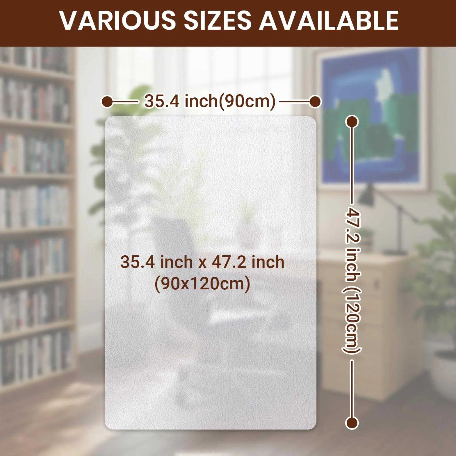 COSYLAND Protector de Suelo para Silla con Ruedas 90 x 120 cm, Esterilla Transparente PVC