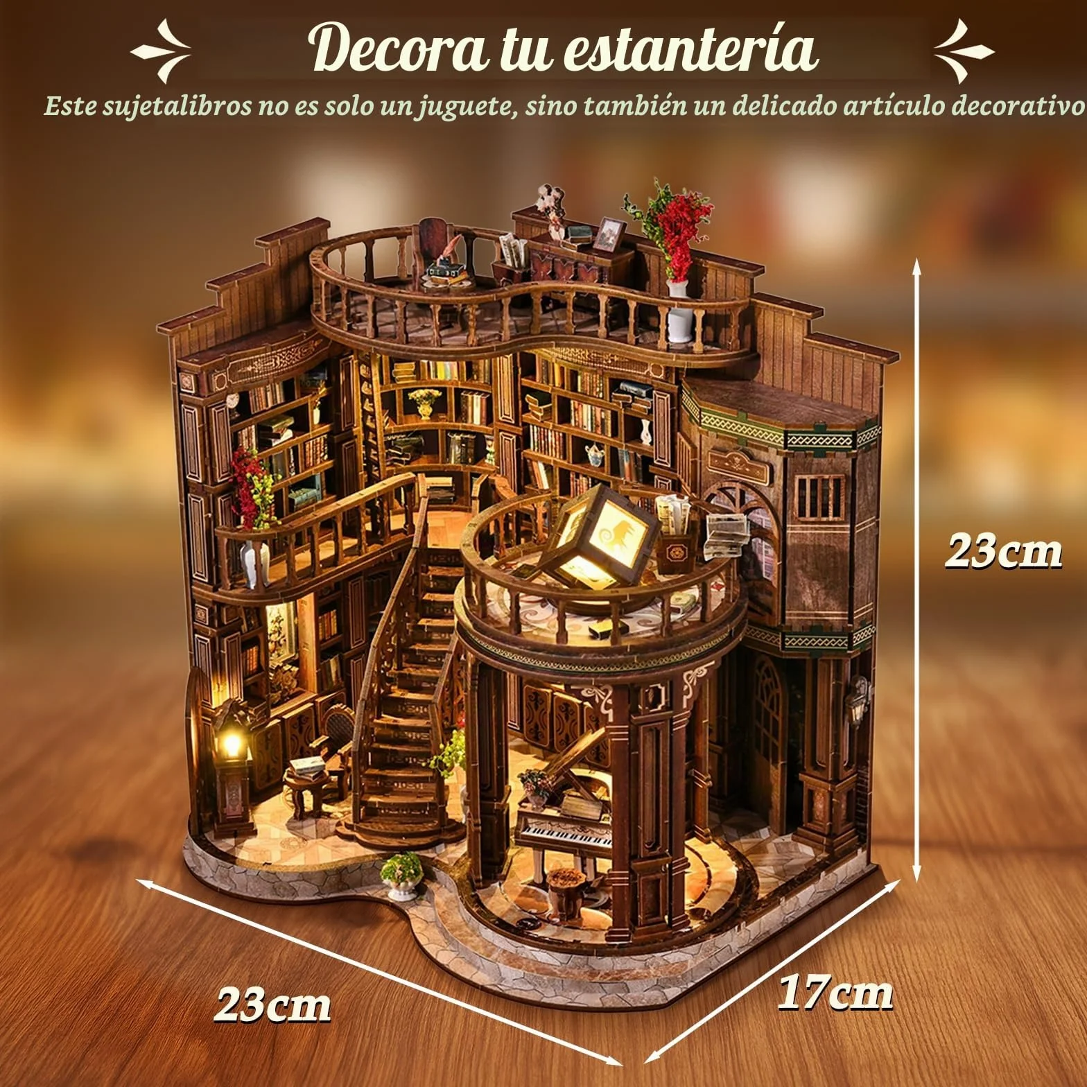 DIY Book Nook para Adultos, Wooden 3D Mini Casa de Madera con Luces LED, Nivel 5