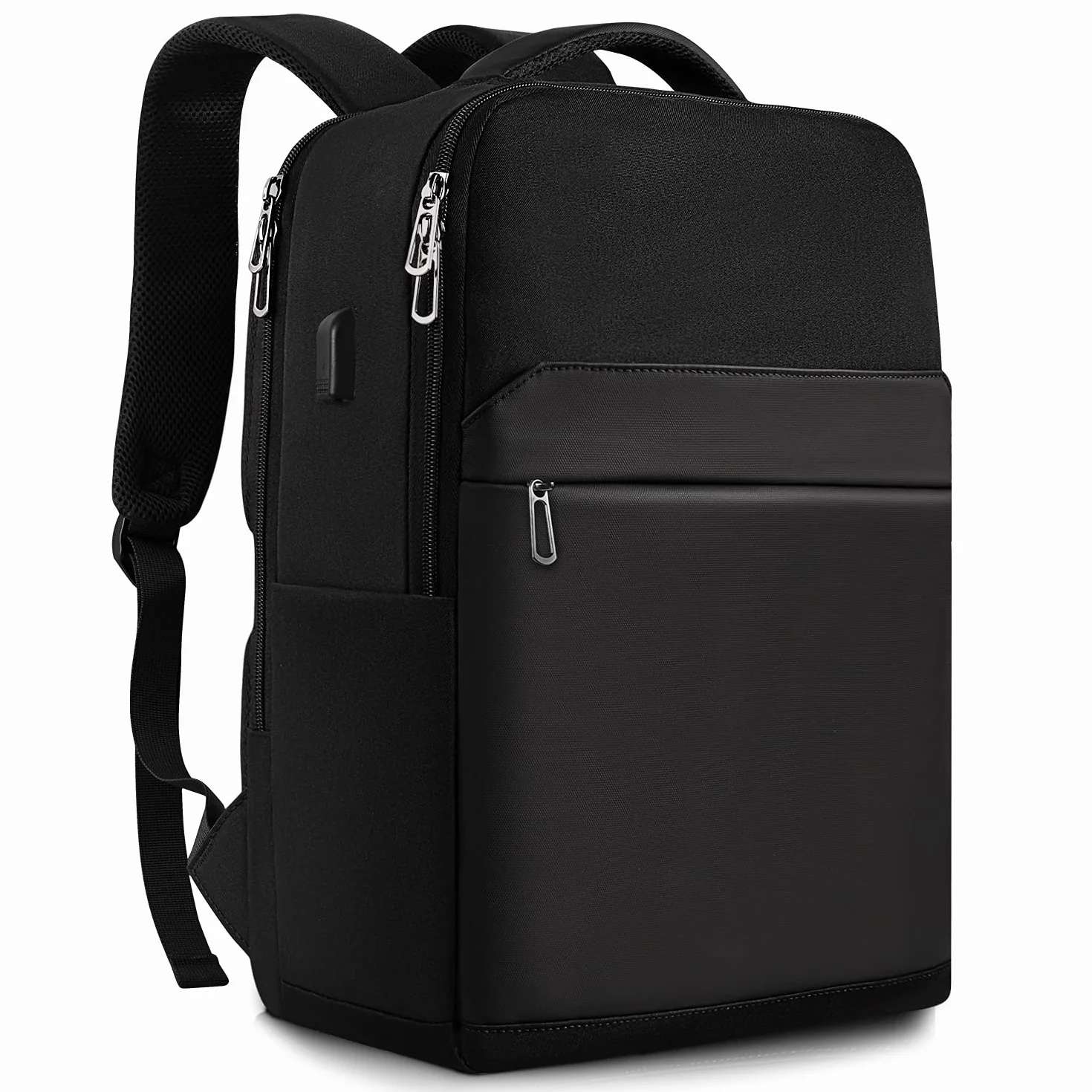 SONAMBULO Mochila Hombre para Ordenador Portátil 15.6 Pulgadas, Mochila de Trabajo Impermeable para Universidad y Oficina con Puerto USB, Mochila Profesor Elegante, Negro
