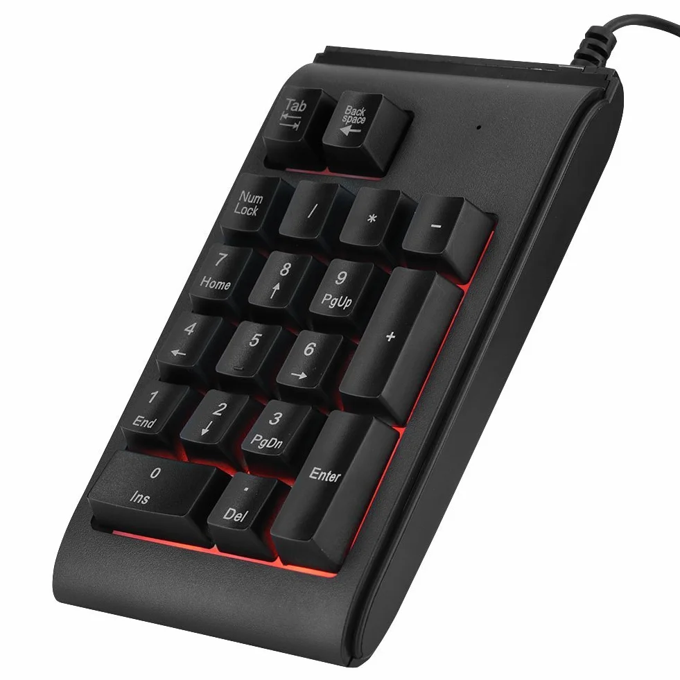 Vbestlife Teclado numérico USB, teclado numérico portátil de 19 teclas, 3 colores, mini teclado numérico con cable, teclado mecánico para juegos para computadora portátil de escritorio PC