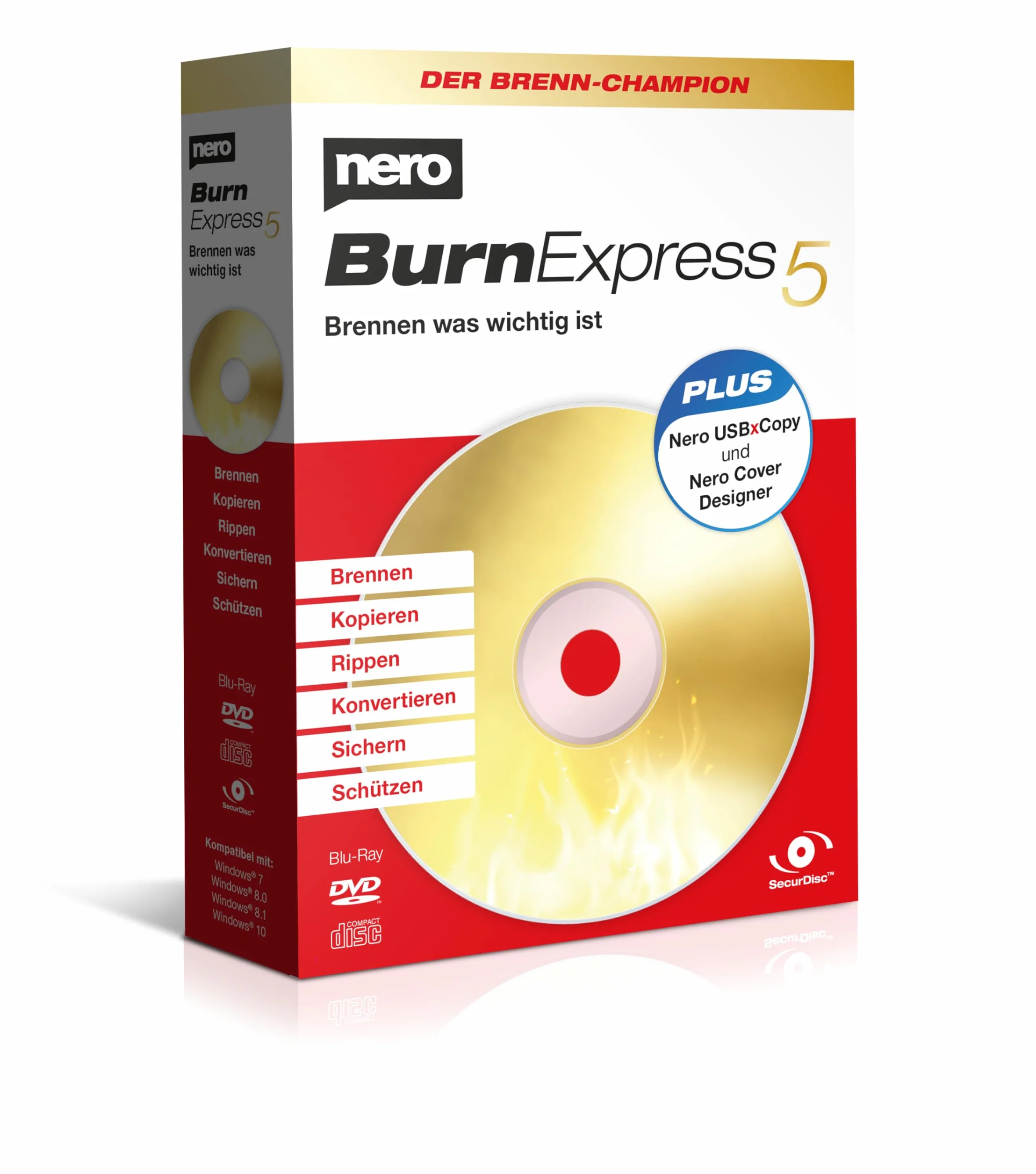 Nero Burn Express 5 - Grabar | Copiar | Ripear | Convertir | Copia de seguridad | Proteger para películas, fotos, música y datos | 1 PC | Windows 11 / 10 / 8 / 7