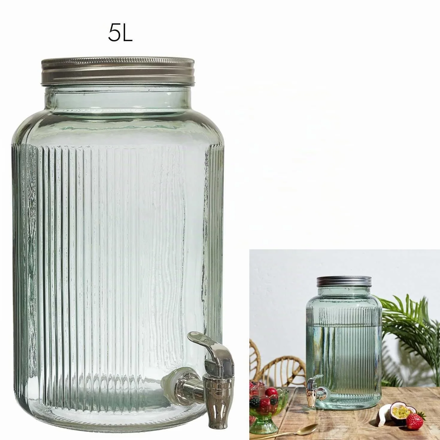 COOK CONCEPT KA0495 Fuente de Vidrio de Color 5L para Bebidas y Aperitivos Cócteles Cervezas Zumos