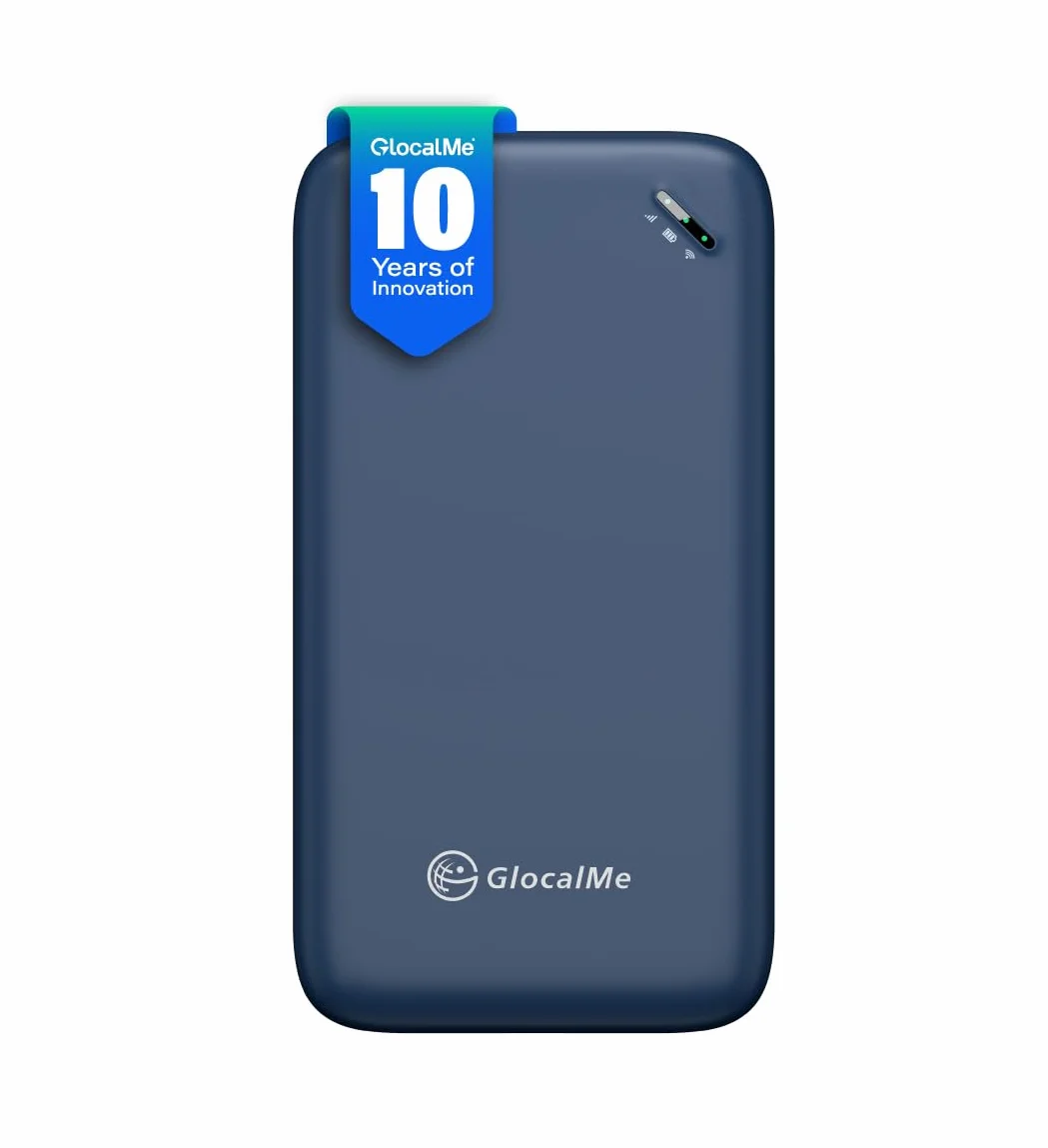 GlocalMe UPP WiFi portátil 4G LTE, Router WiFi portatil de Bolsillo con 1GB de Datos globales, No SIM, Disponible en más de 200 países, Solo 112g, 13h de Uso con Internet portátil (Azul)