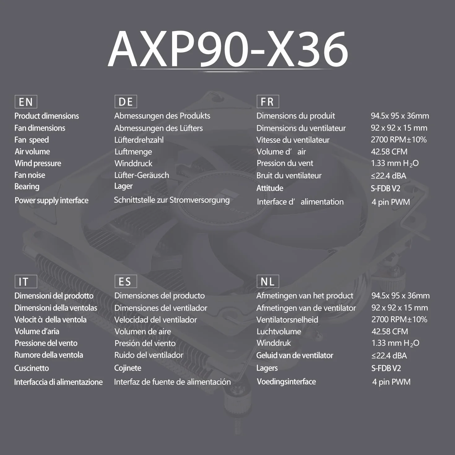 TR-Thermalright AXP90 X36 Refrigerador de CPU - 4 Tubos de Calor, Ventilador Silencioso de 92mm de Bajo Perfil-2700rpm, para AMD AM4/AM5, Intel LGA1851/1700/115x/1200, Refrigerador de PC de Bajo