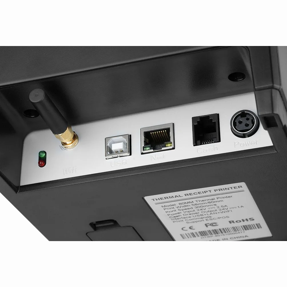 EXCELVAN Impresoras inalámbricas de Matriz WiFi 300mm/seg 80 mm Auto-Cut Impresora térmica Dot ESC/POS Wireless Thermal Receipt Impresora USB WiFi