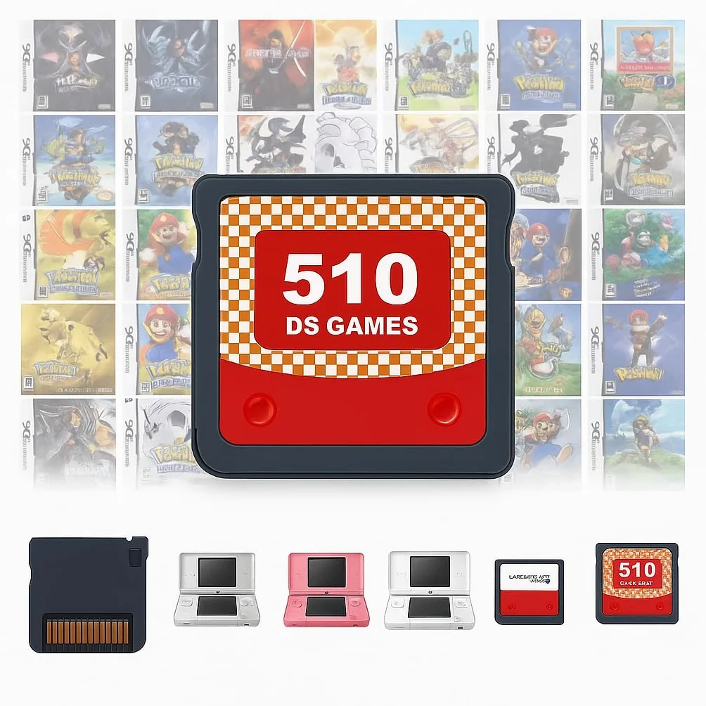 Cartucho de juego 510 en 1 DS - Mapa combinado retro clásico con 510 Spielen - Compatible con NDS, NDSi, 2DS, 3DS, Nuevo 3DS y DS Lite