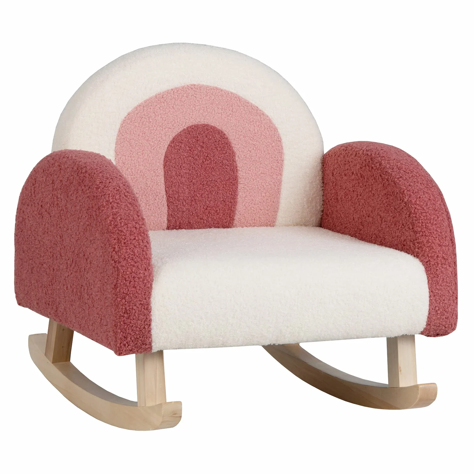 LIFEZEAL Sillón Infantil Mecedora para niños 3-5 años, Asiento Patas Madera Álamo, Antivuelco Rojo