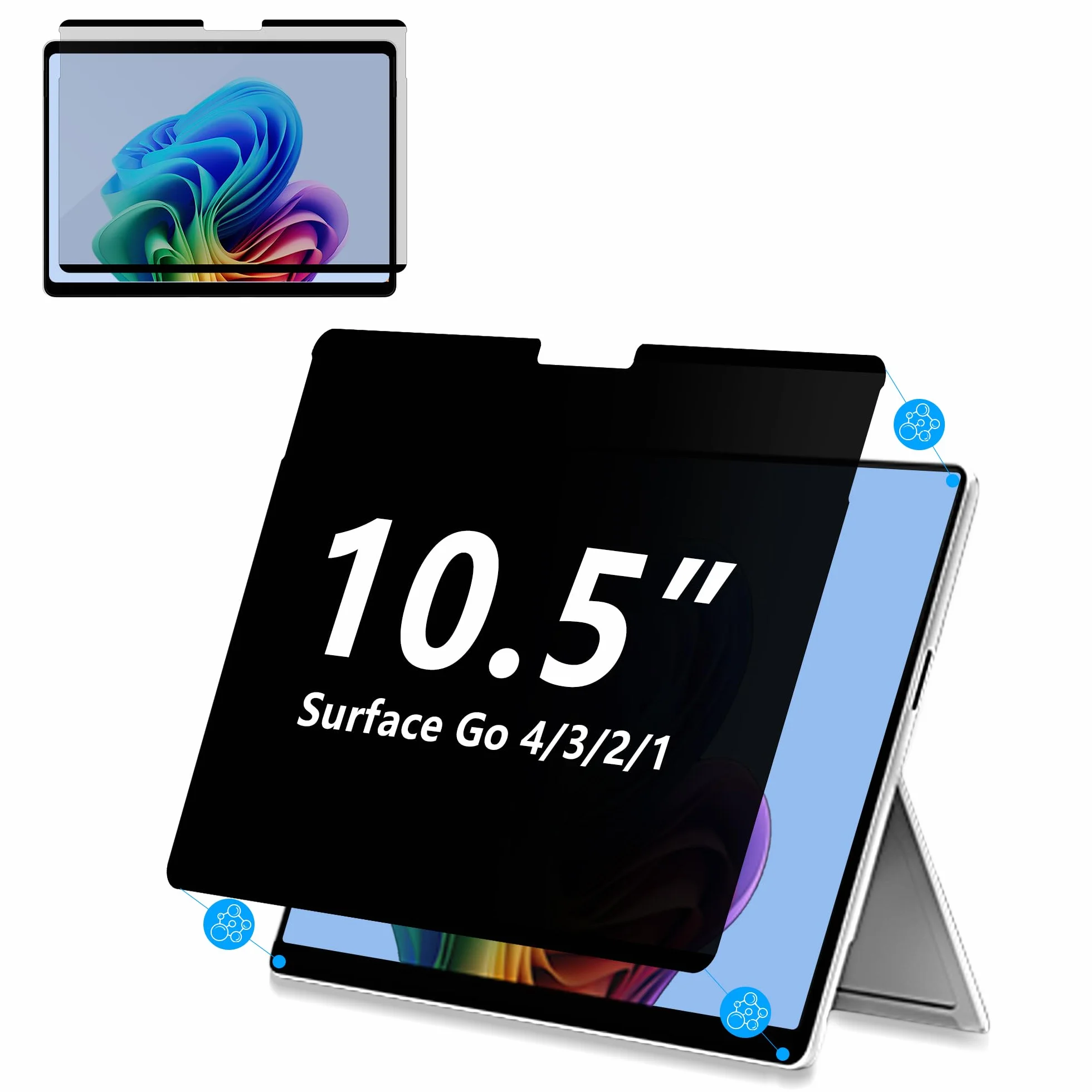 Adeway Protector de pantalla de privacidad para Surface Go 4/3/2/1 de 10.5 pulgadas, nano magnético, antiespía, extraíble, luz azul y bloqueo UV, antirreflejos