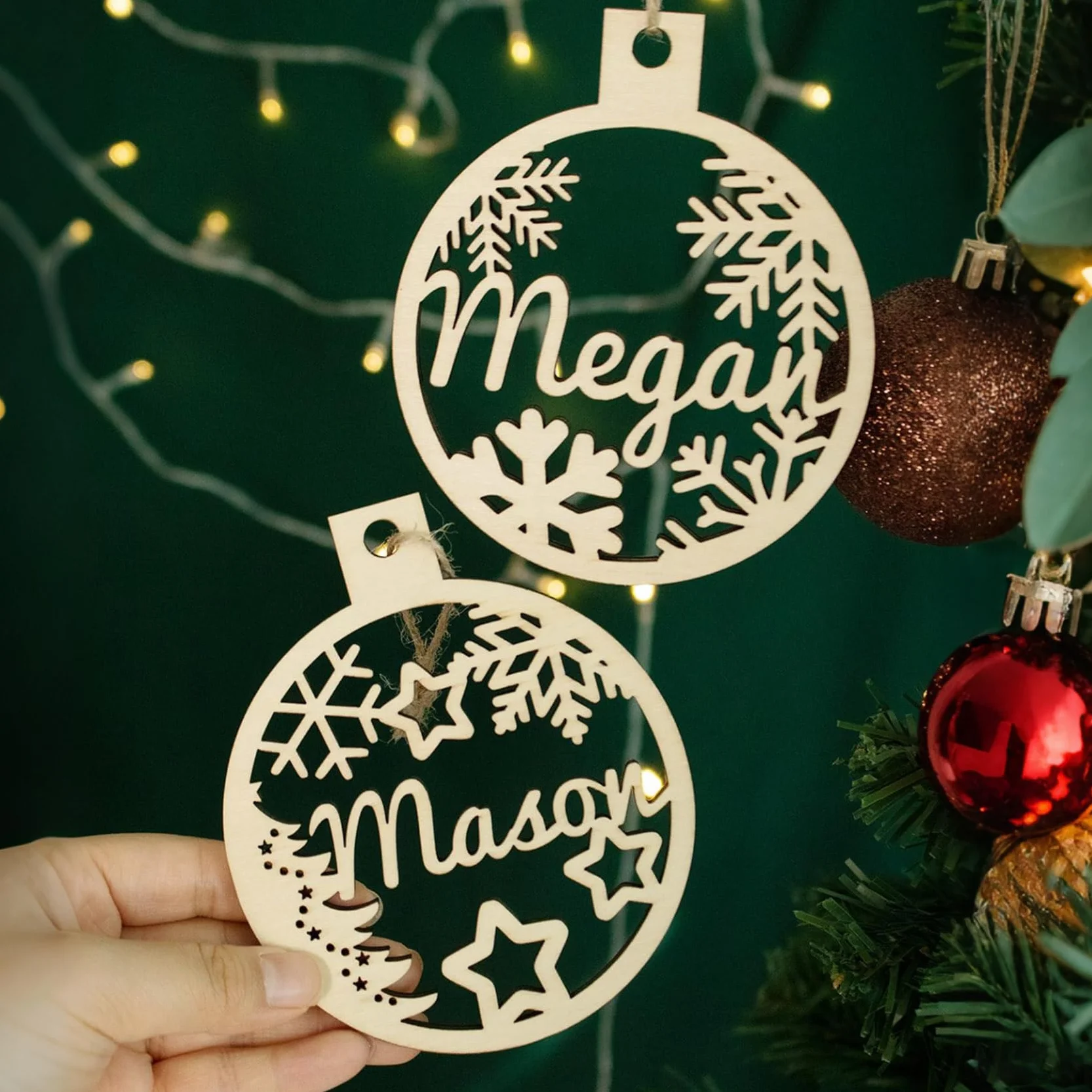 Bola Navidad Personalizada Madera Adornos Navidad Personalizados Decoración Navidad 2025