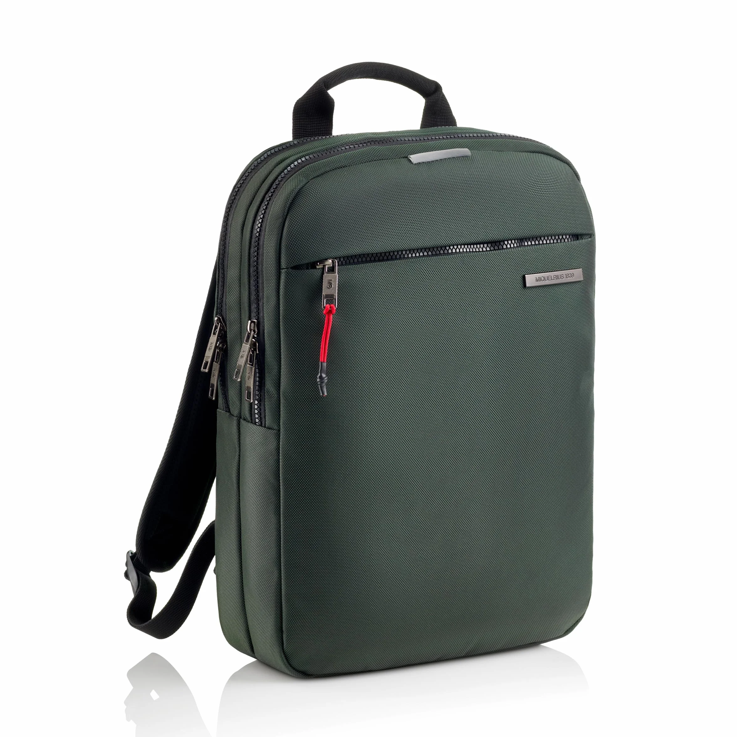 Miquelrius - Mochila ordenador de 13l, Bolsillo antirobo RFID, Detalles reflectantes, Cierre seguridad, Adaptable trolley, Mochila portátil+tablet, Repelente al agua