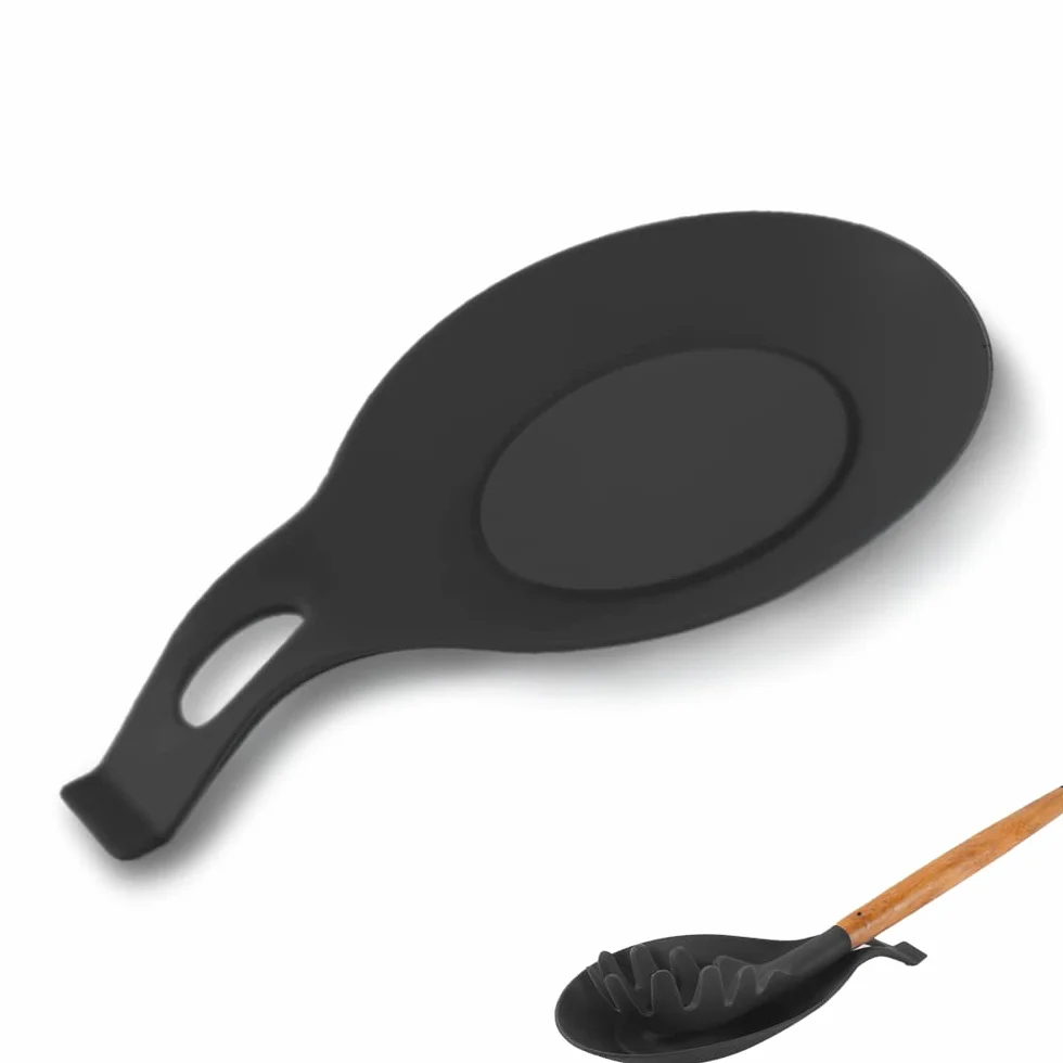 Soportes para Cucharas Silicona Grado Alimenticio Resistente Calor Forma Almendra Bandeja Cocina