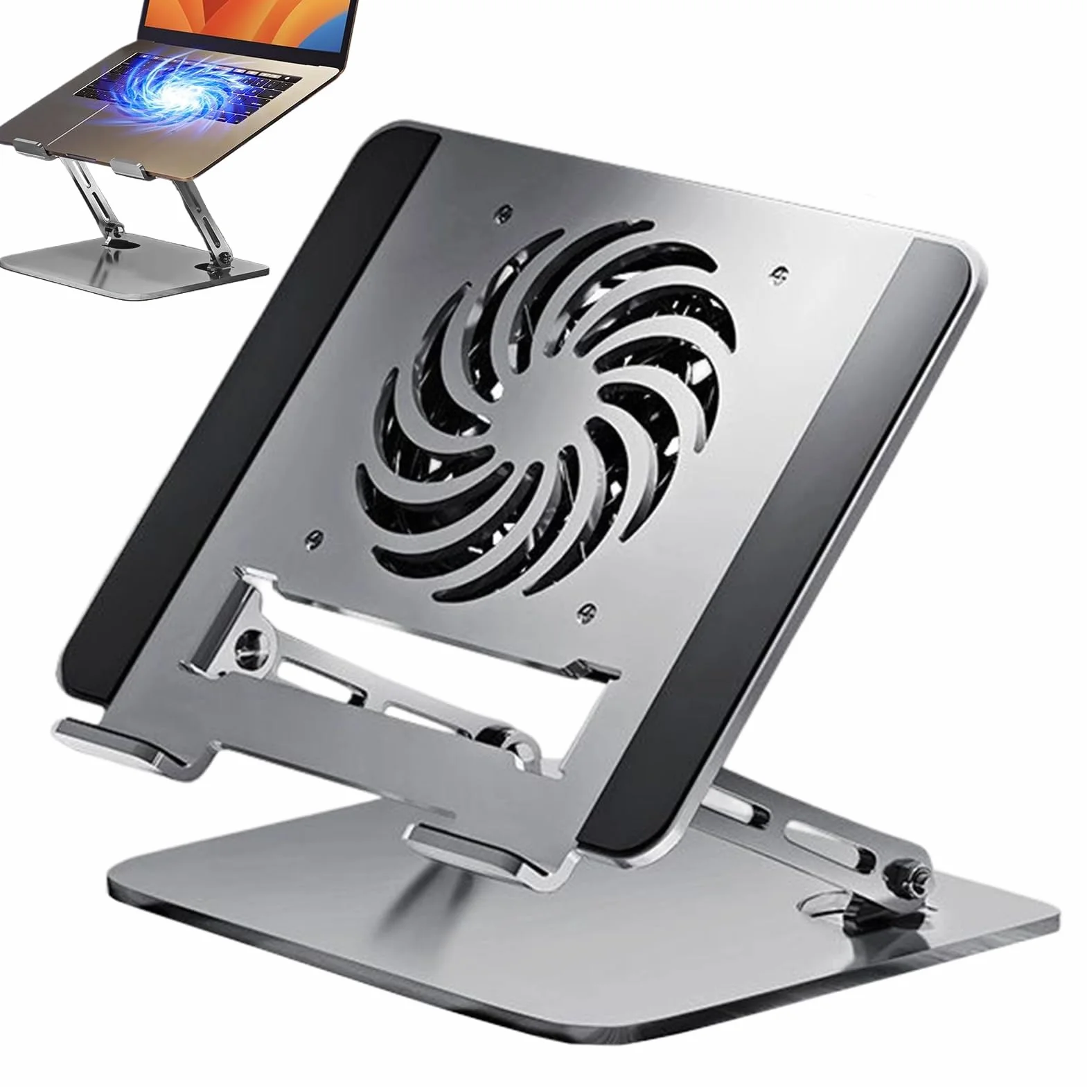 Soporte Para Ordenador Con Ventilador Acero Al Carbón Portátil Elevador | Base Refrigerante Para Ordenador Portátil Para Tablet Notebook Cama Mesa Sofá Estante Viaje Oficina Hogar Lectura Escritur
