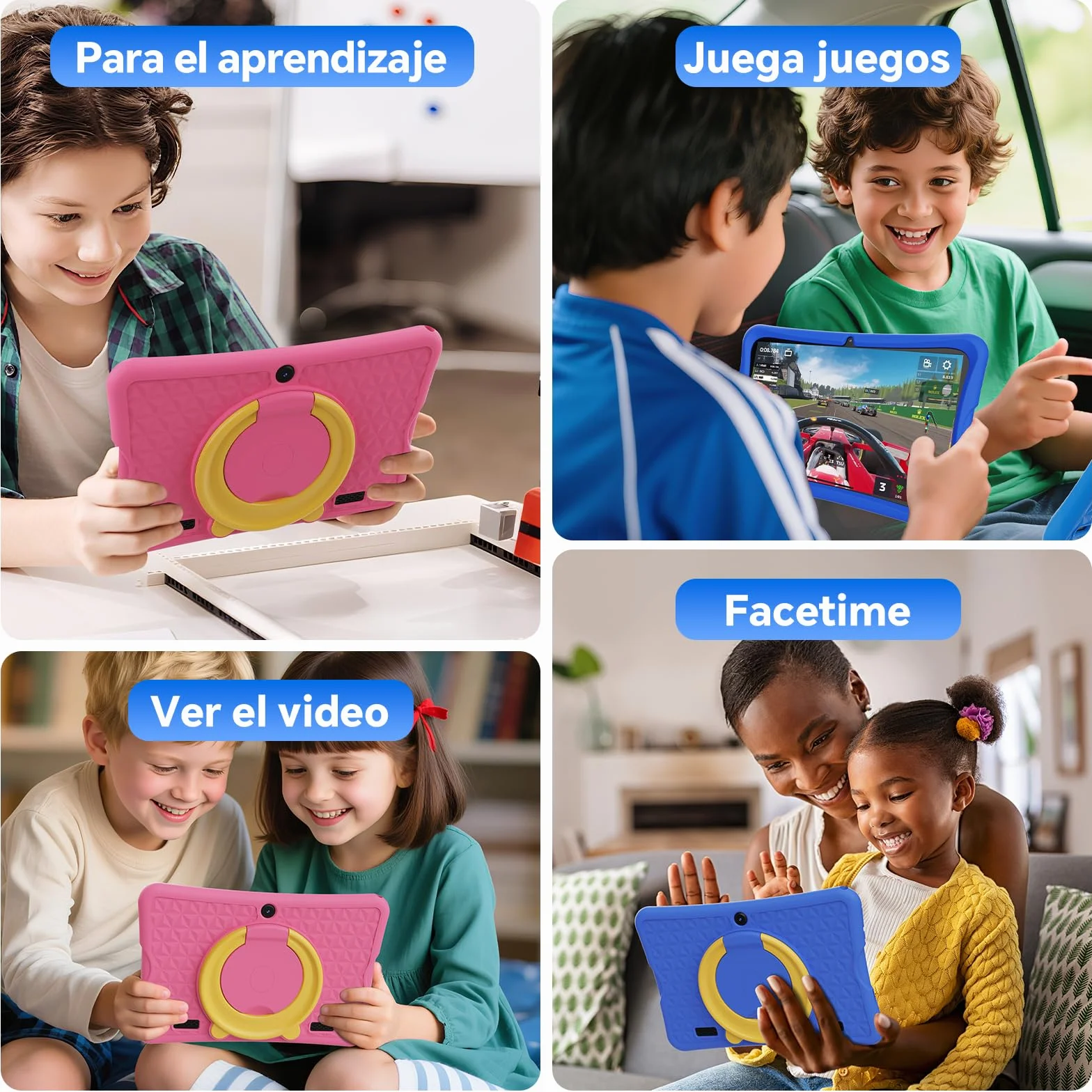 DigiLand Tableta para Niños de 10,1 Pulgadas, Tabletas Android 15 con Funda Protectora, 6+32GB,Pantalla IPS 1280*800,Cámara dual 2MP+5MP,6000mAh, Tableta Aprendizaje con Control Parental e iWawa(Azul)