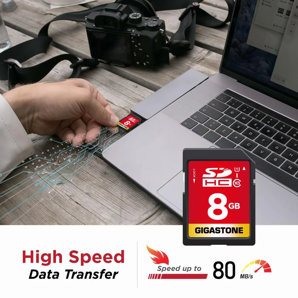 Gigastone - Tarjeta de Memoria SDHC de 8 GB, Juego de 2 Tarjetas, Alta Velocidad para la Reserva de Fotos, vídeos, música, Archivos de Voz, videocámara, grabadora, PC, Mac, Clase 10