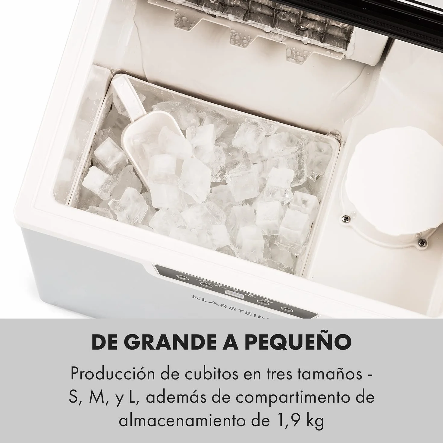 Klarstein Icefestival Cube máquina de hielo 400 W 12-20 kg/24h 1,9 kg 1,8 l 3 tamaños gris metalizado