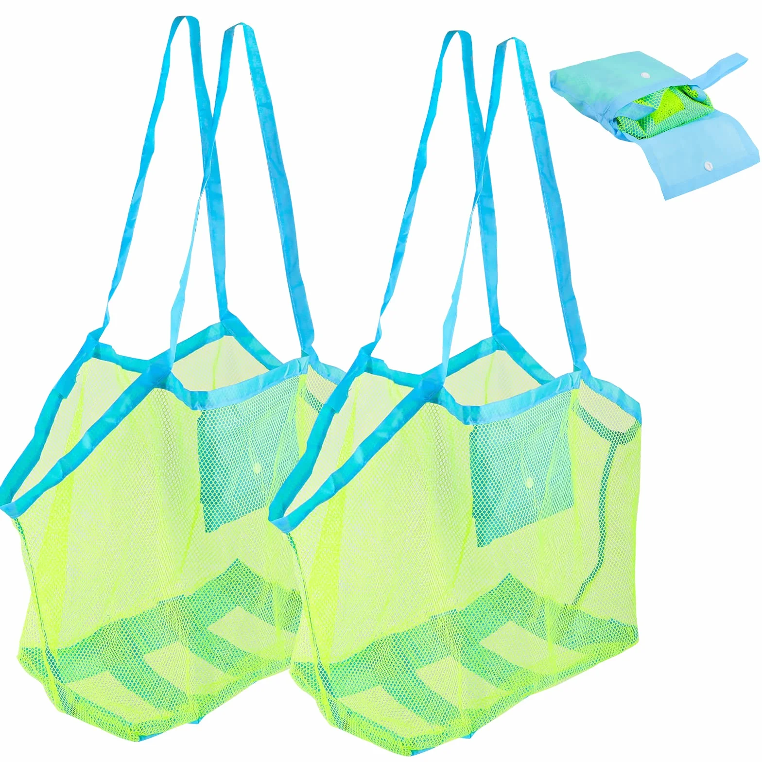 Bolsa de playa de 2 piezas – Reutilizable de malla para juguetes, ligera y plegable para niños, ideal para almacenamiento (40 x 40 x 24 cm) (2)