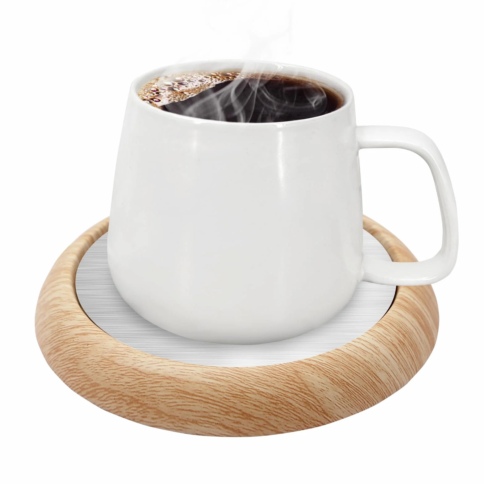 UniM MQUPIN Chauffe Tasse à Café, USB Chauffe Tasse Electrique avec Base Antidérapante, Chauffants Tasse à Café pour Thé Café Lait, Tasse de Grain de Bois Mug Tapis de Boisson pour Bureau à Domicile
