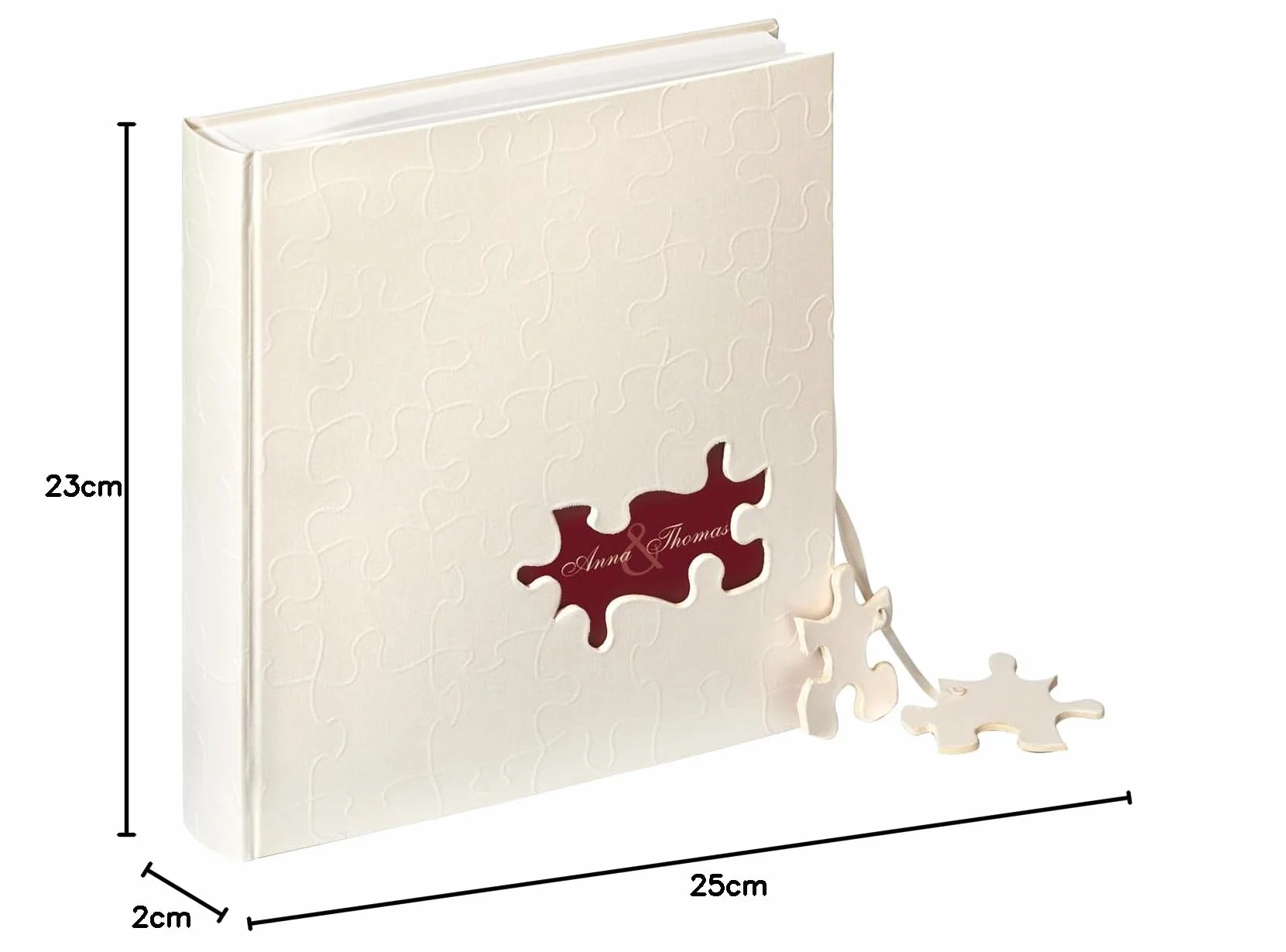 Walther Design Libro de visitas lino blanco con recorte y relieve puzzle de boda GB-173
