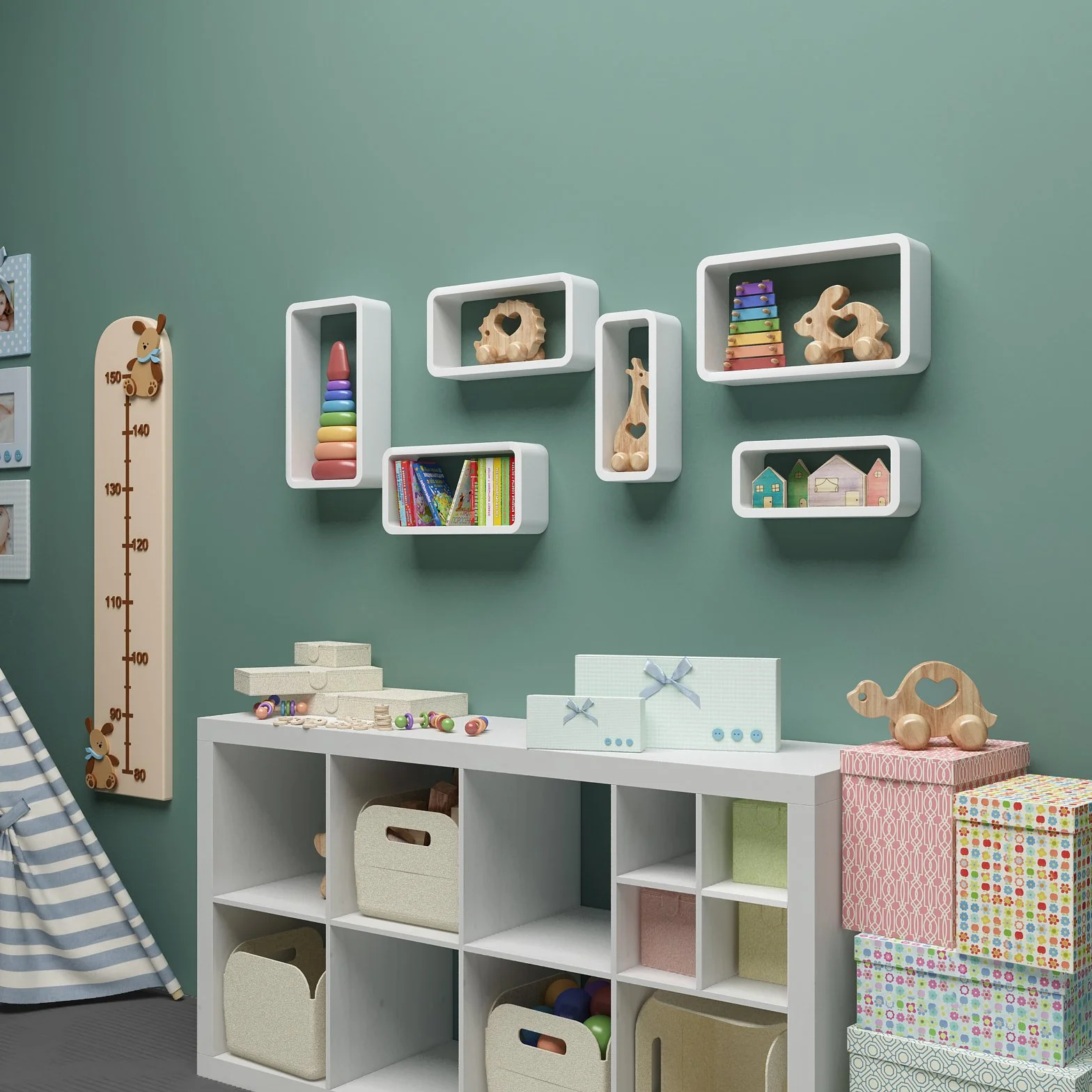 SONGMICS Estantes para Libros Juego de 3 CDs Estanterías de Pared Cubos Retro Blanco LWS97W